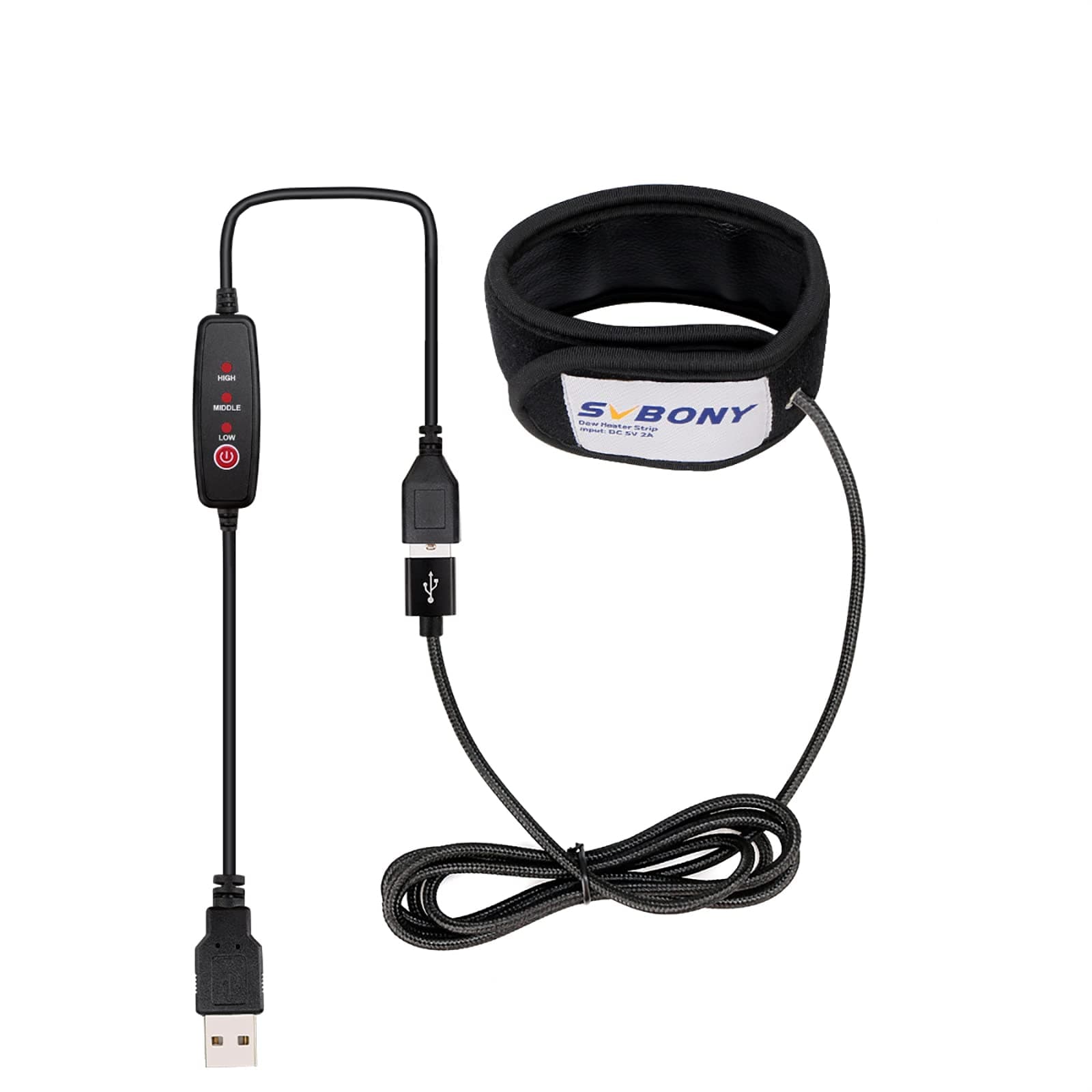 SV172 Lens Heater Warmer Dew, 240mm 3 Gear Regulator Temperature USB Universal Dew Heater Strip for Telescope Camera