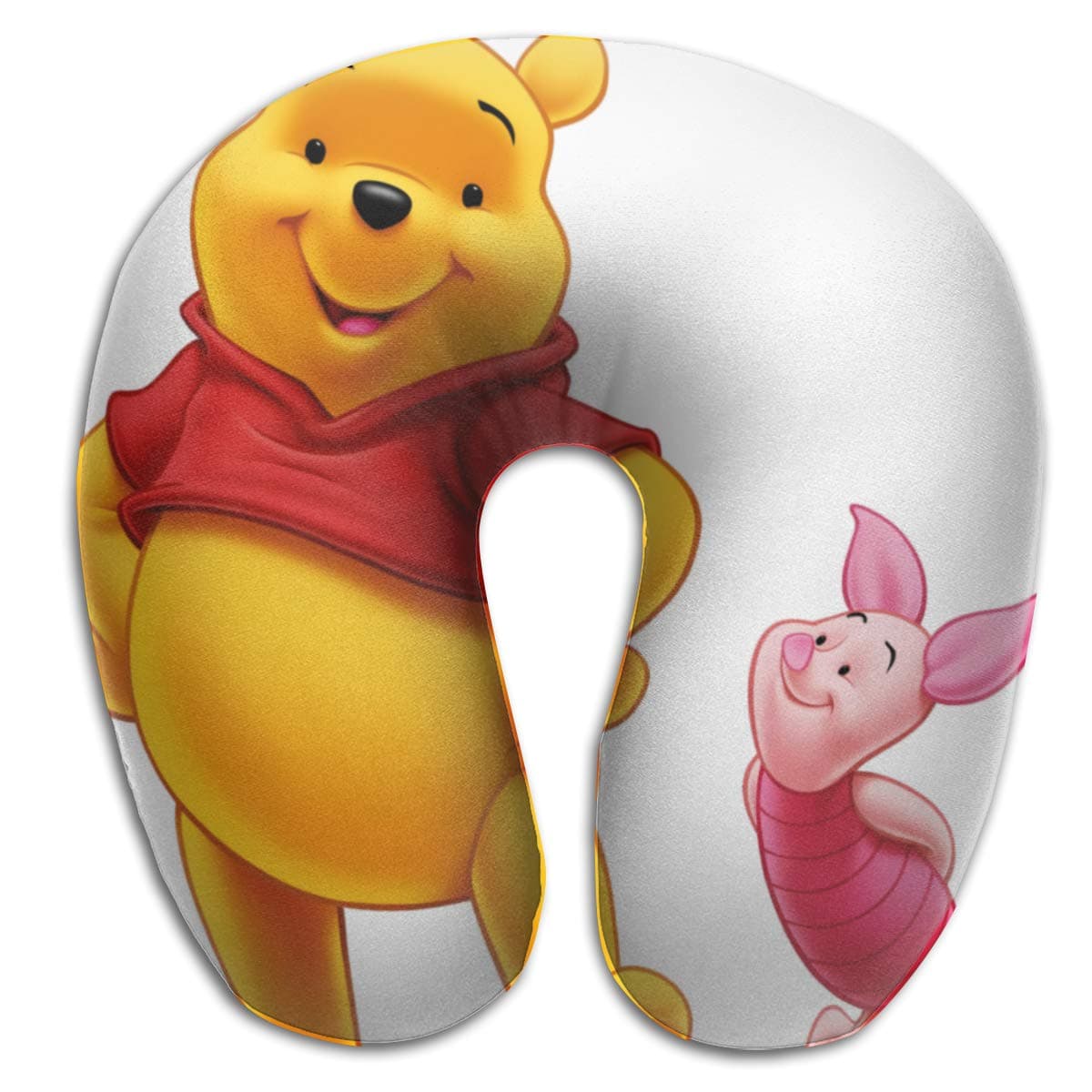 Lingfuying Winnie-The-Pooh Travel Pillow Memory Foam, Head Neck Support Pillow for Airplane, Car, Office, with Attachable Snap Strap Soft Washable Cover