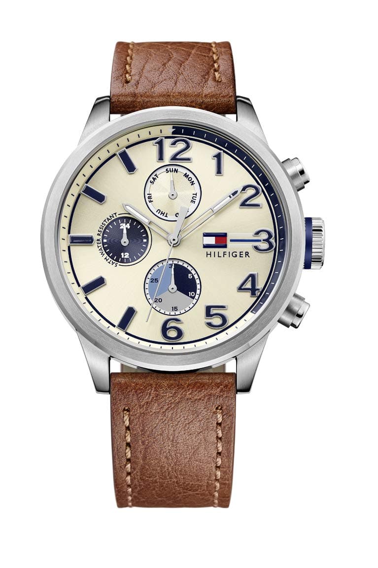 Tommy Hilfiger Men's Cream Dial Leather Band Watch - 1791239