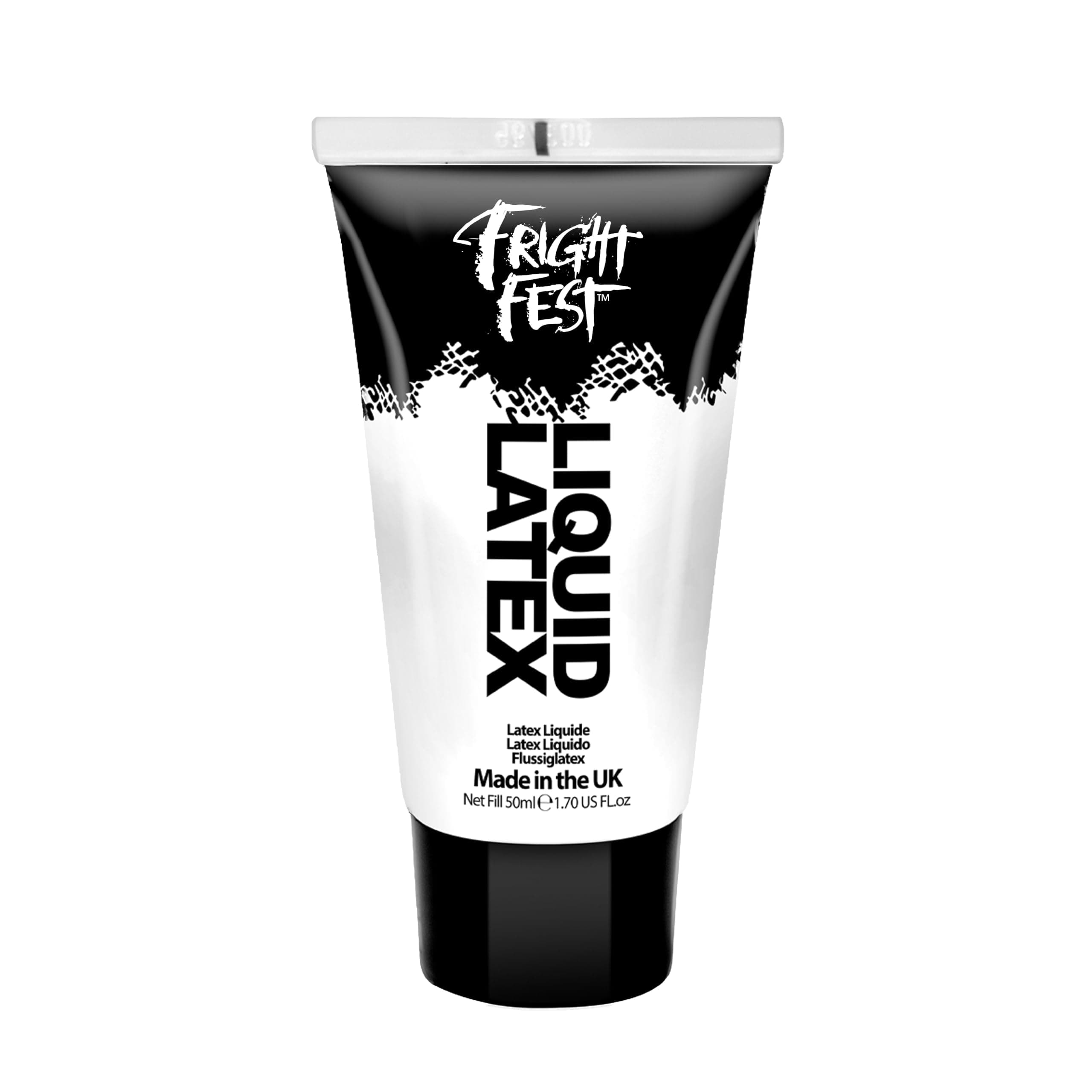 Liquid Latex by Fright Fest - 50ml sfx makeup great with fake blood stage blood scar wax, spirit gum and face paint to create amazing halloween makeup create zombie skin safe latex use