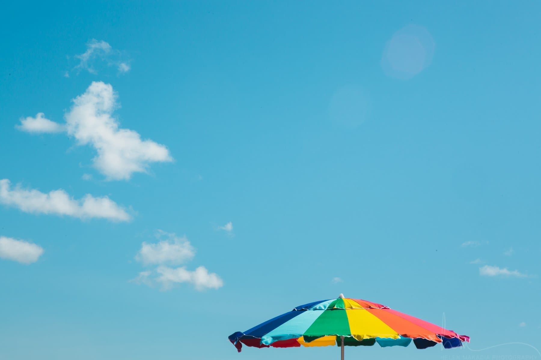 Beach Umbrella Photograph | Cape Cod Beach | Rainbow Umbrella