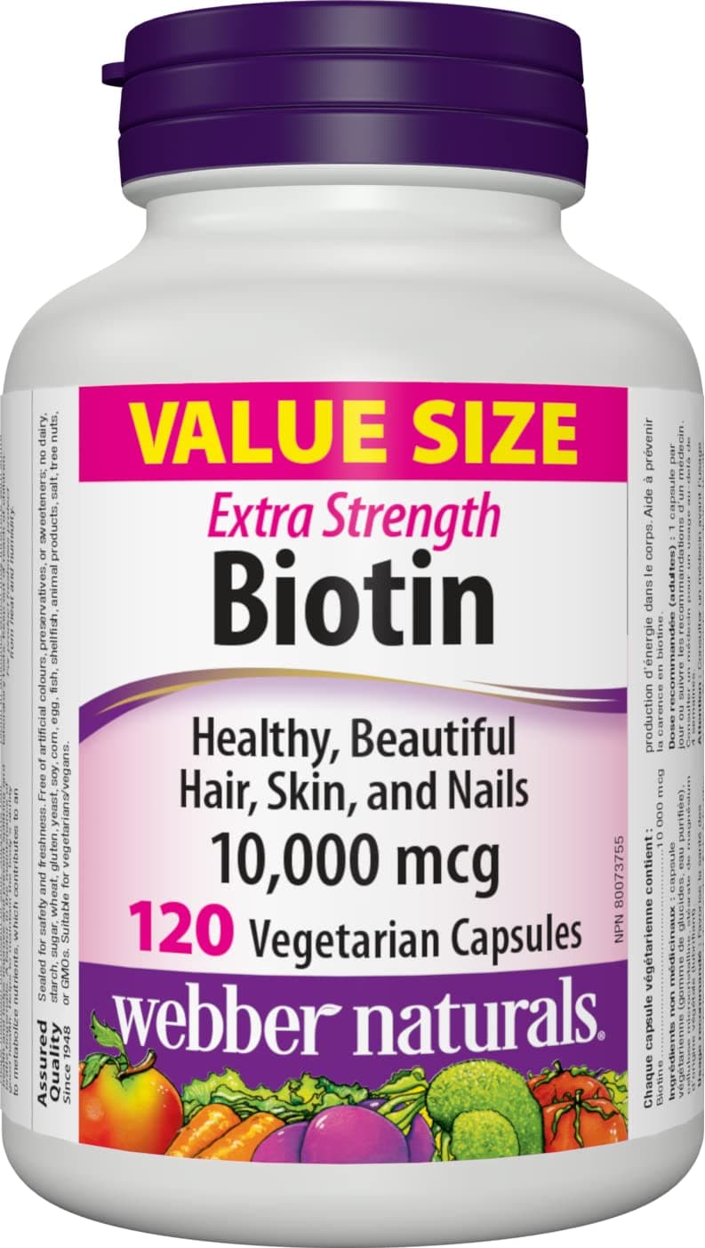 Webber Naturals Biotin Extra Strength 10,000 mcg, 120 Capsules