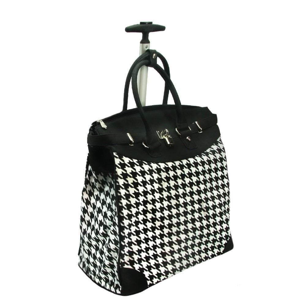 Rollies USA Rollies Classic Houndstooth 14-inch Rolling Laptop Travel Tote Black