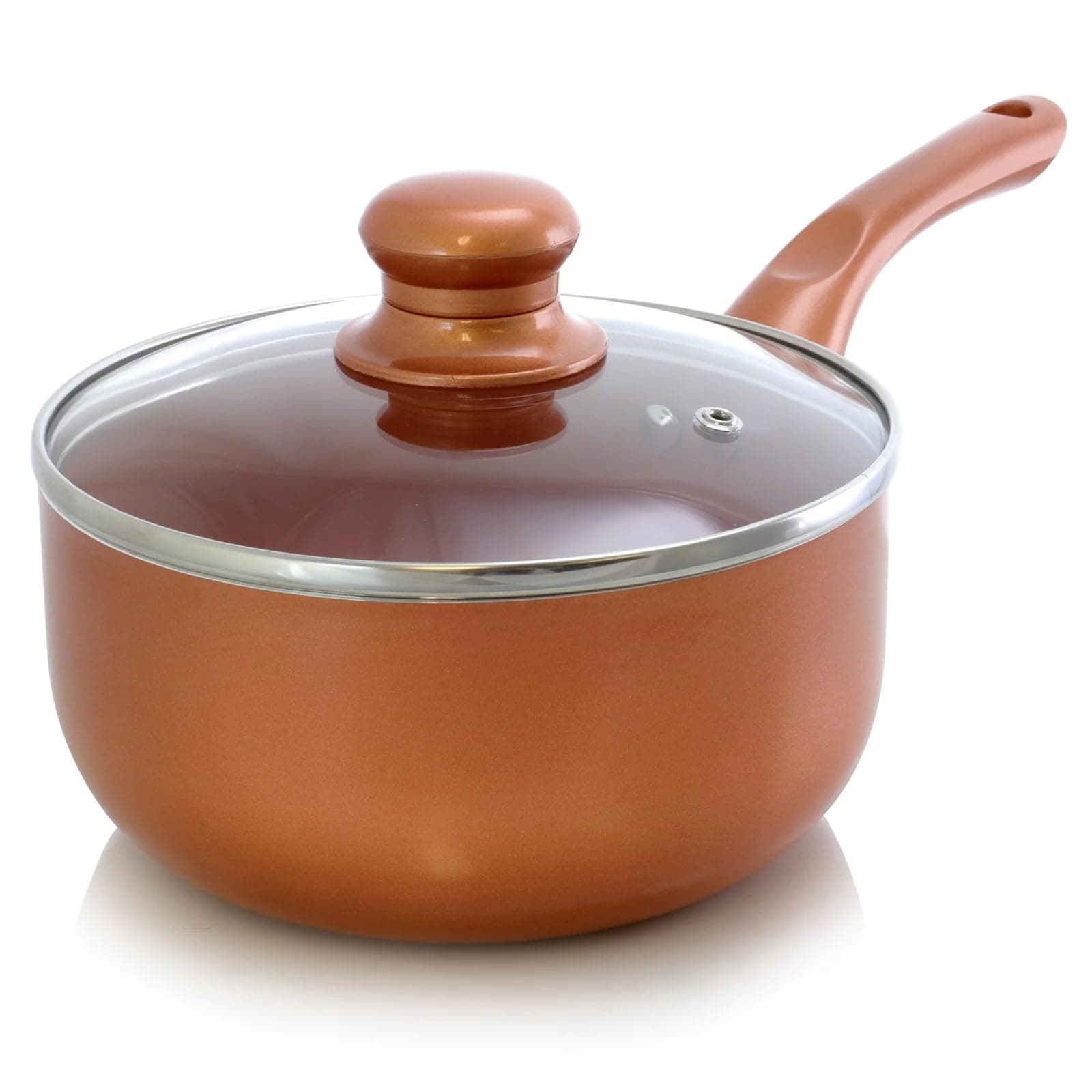 Better Chef, SP6, 2-QUART NON-STICK SAUCE PAN WITH GLASS LID - COPPER COLOR