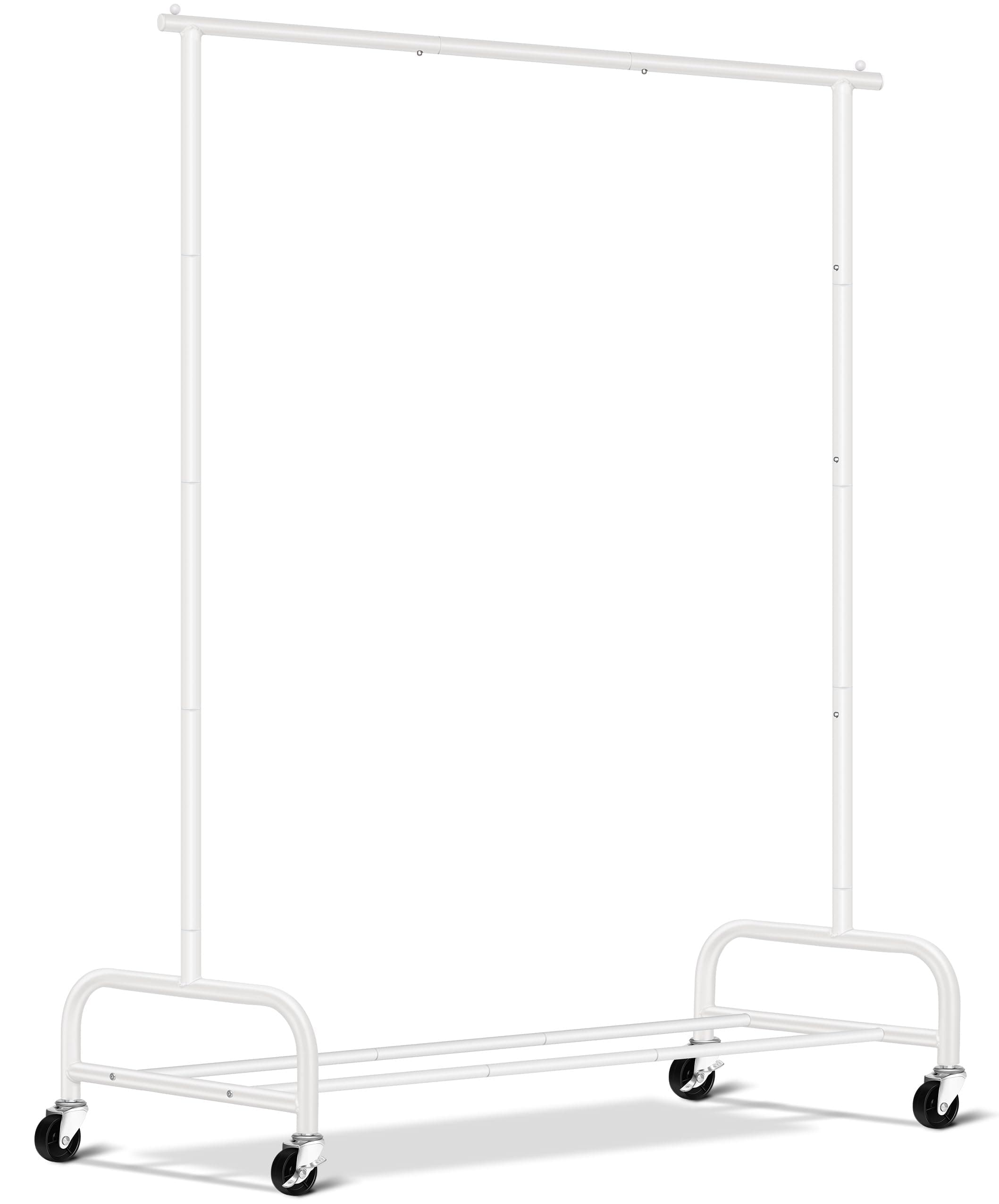 Heavy Duty Clothes Racks for Hanging Clothing Rack, 43" Wide Rolling Garment Rack Metal Wardrobe Rack with Wheels Closet Hanger Rack for Coats, Shirts, Dress, (White)