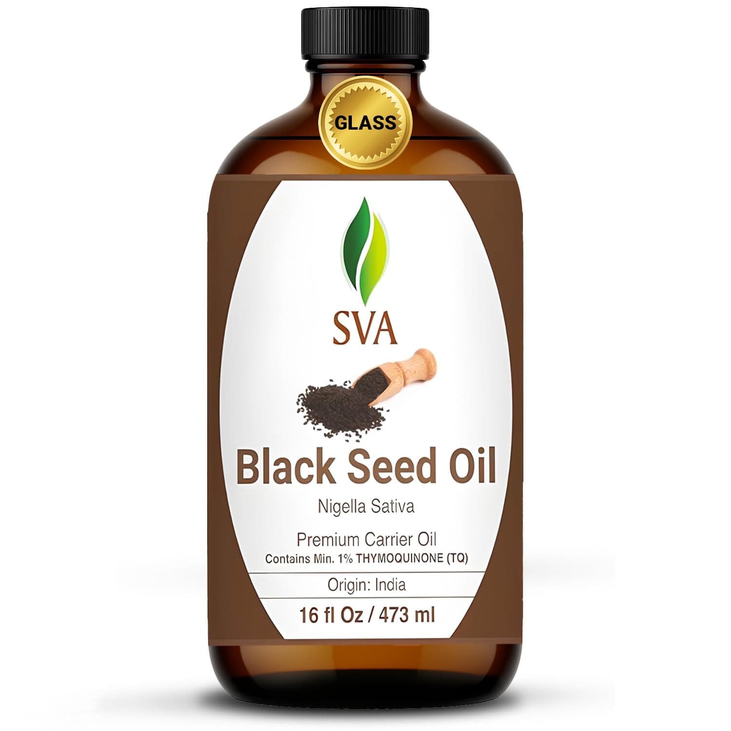 SVA Black Seed Oil (Kalonji) - 16 oz (473 ml) - 100% Pure, Natural, Unrefined & Therapeutic Grade Cold Pressed Carrier Oil, Great for Nourished Hair, Skin Care, Aromatherapy, Soap & Body Massage