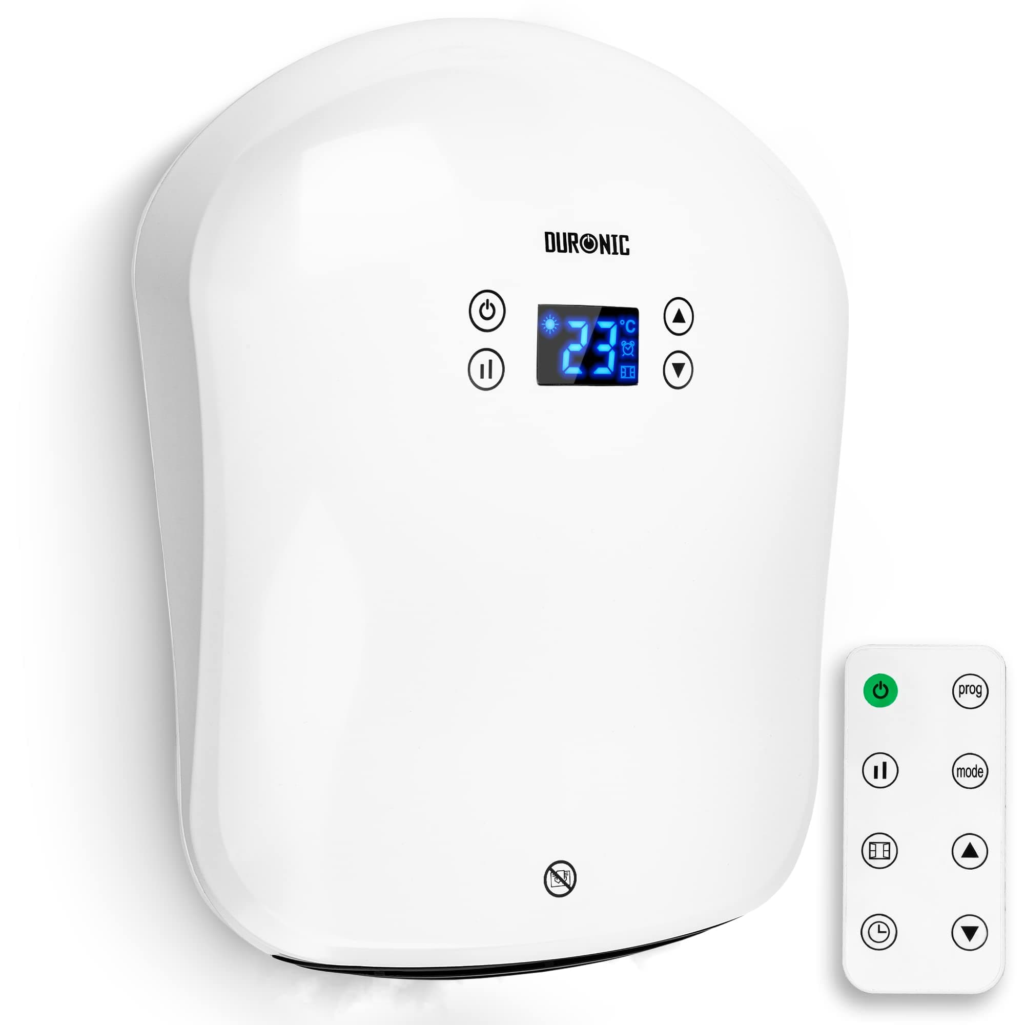 Duronic Bathroom Fan Heater BFH21 | Wall Mounted Downflow Blower | Timer Functions | Adjustable Heating Power 1000-2000W | Remote Control | Waterproof IP24, ERP LOT 20 Compliant