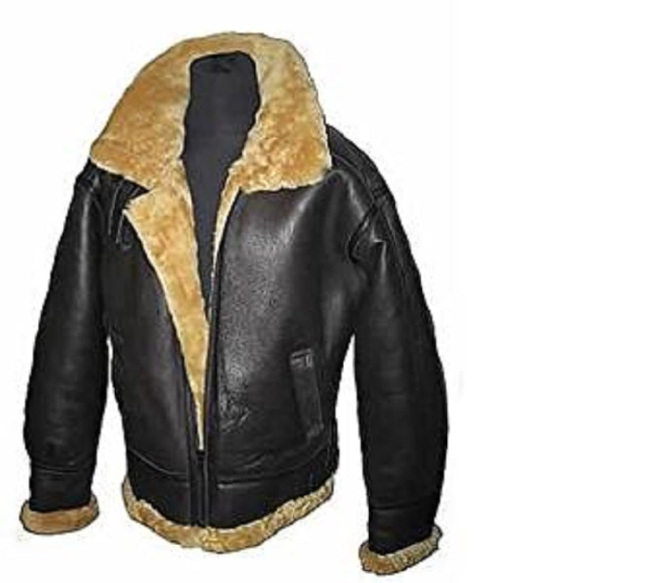 Leather And BootsMen's B3 Shearling Sheepskin World War 2 Bomber Leather Flying Aviator Jacket