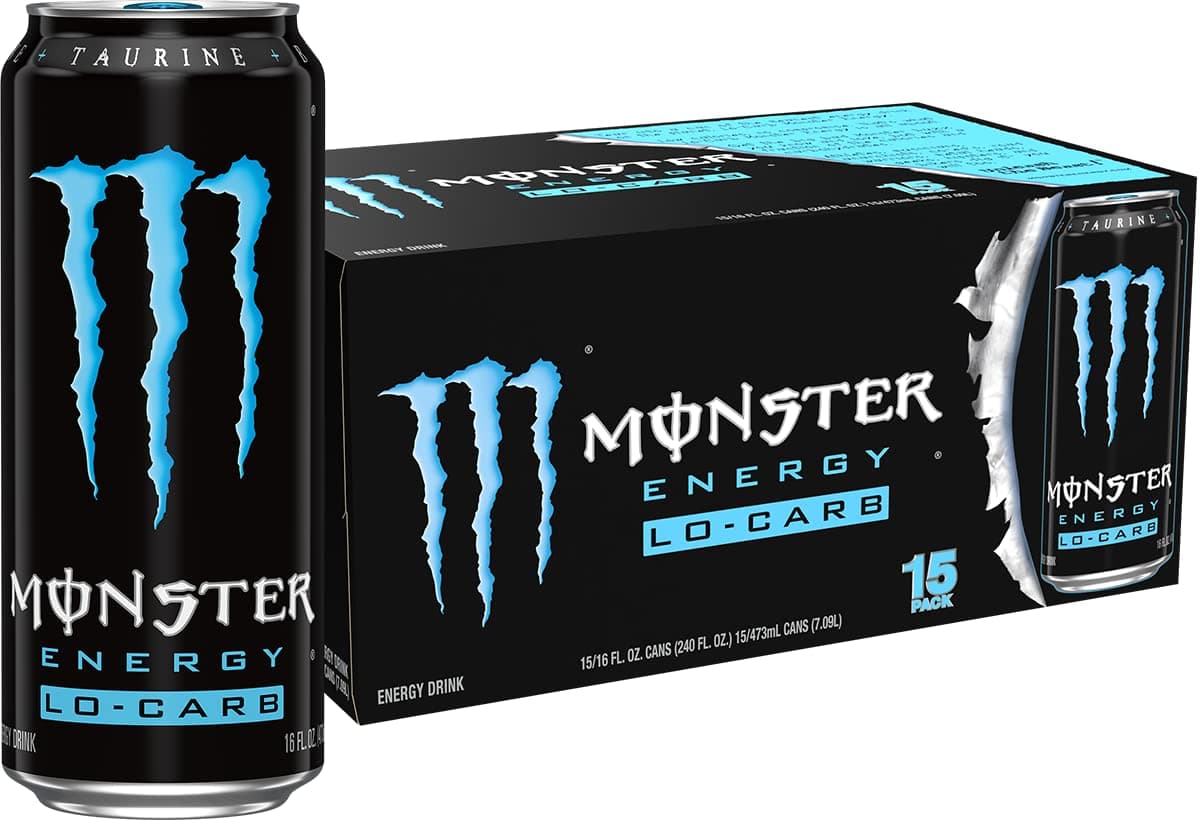 Energy, Lo-Carb Monster, Low Carb Energy Drink, 16 Ounce (Pack of 15)