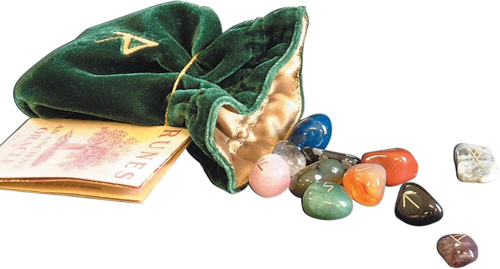 Rune Set in Multi Gemstones with Velvet Bag and Instruction Booklet