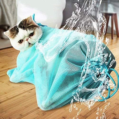 TeaQ Cat Grooming Bag for Bathing, Nail Clipping, Ear Cleaning, and Treat - Polyester Mesh Bag - Free from Scratch - 1 Count
