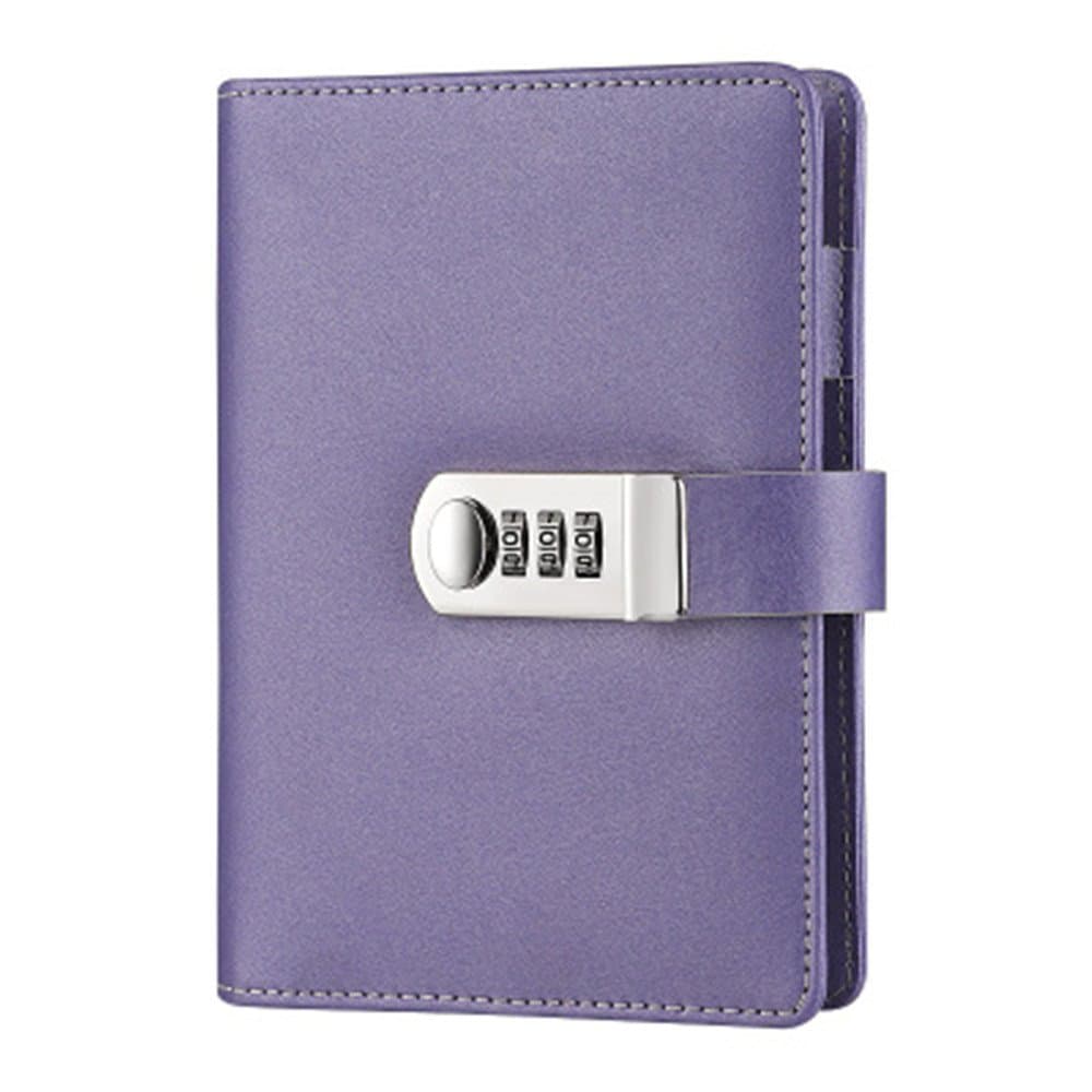 Refillable Lock Diary A6 Binder Journal Loose Leaf Spiral Password Notebook Combination Locking Journal purple