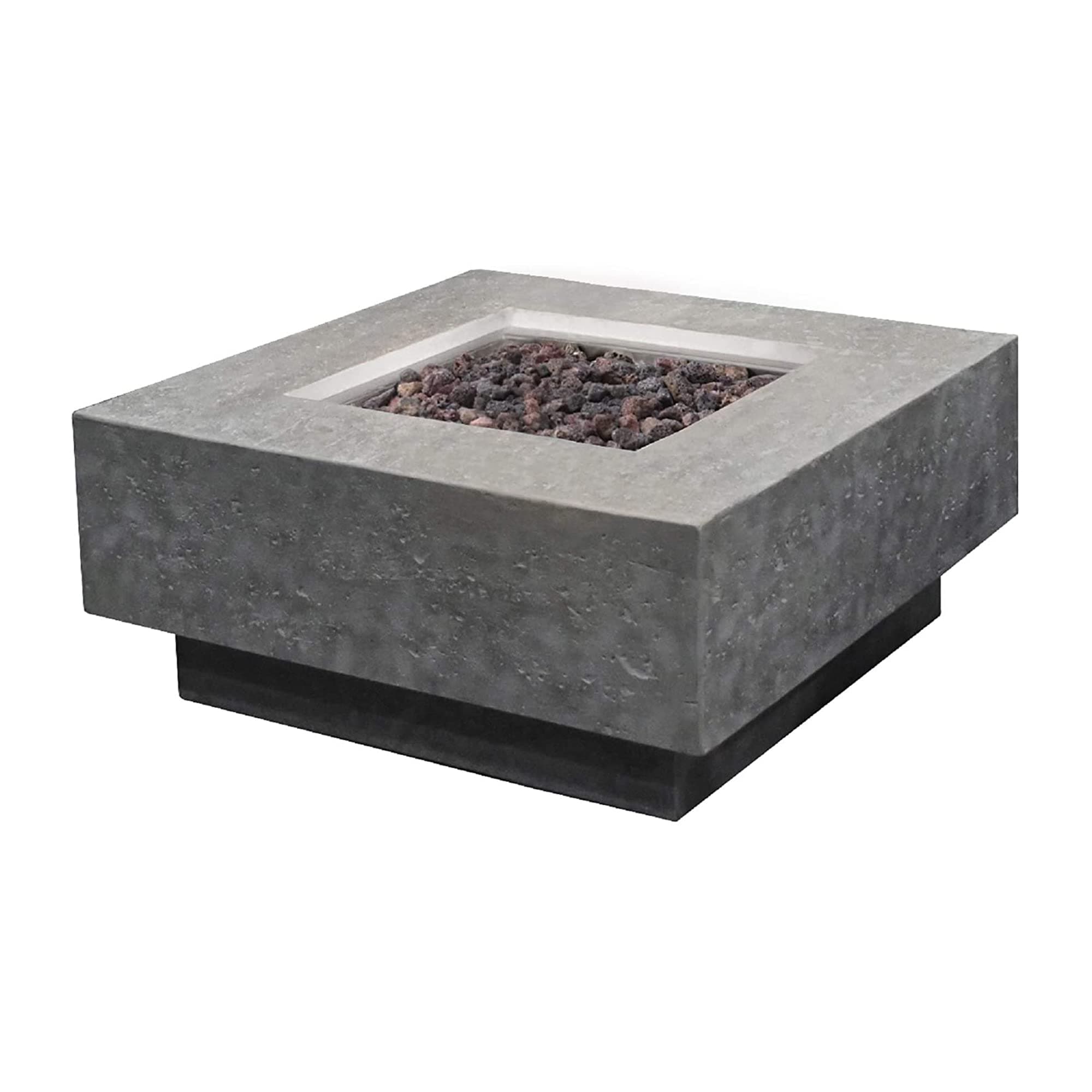 Elementi Manhattan Concrete Fire Pit 36" x 36" Outdoor Patio Firepit Includes Lava Rocks Modern Fire Pits & Outdoor Fireplaces for Garden, Deck, Indoor & Outdoor Heating
