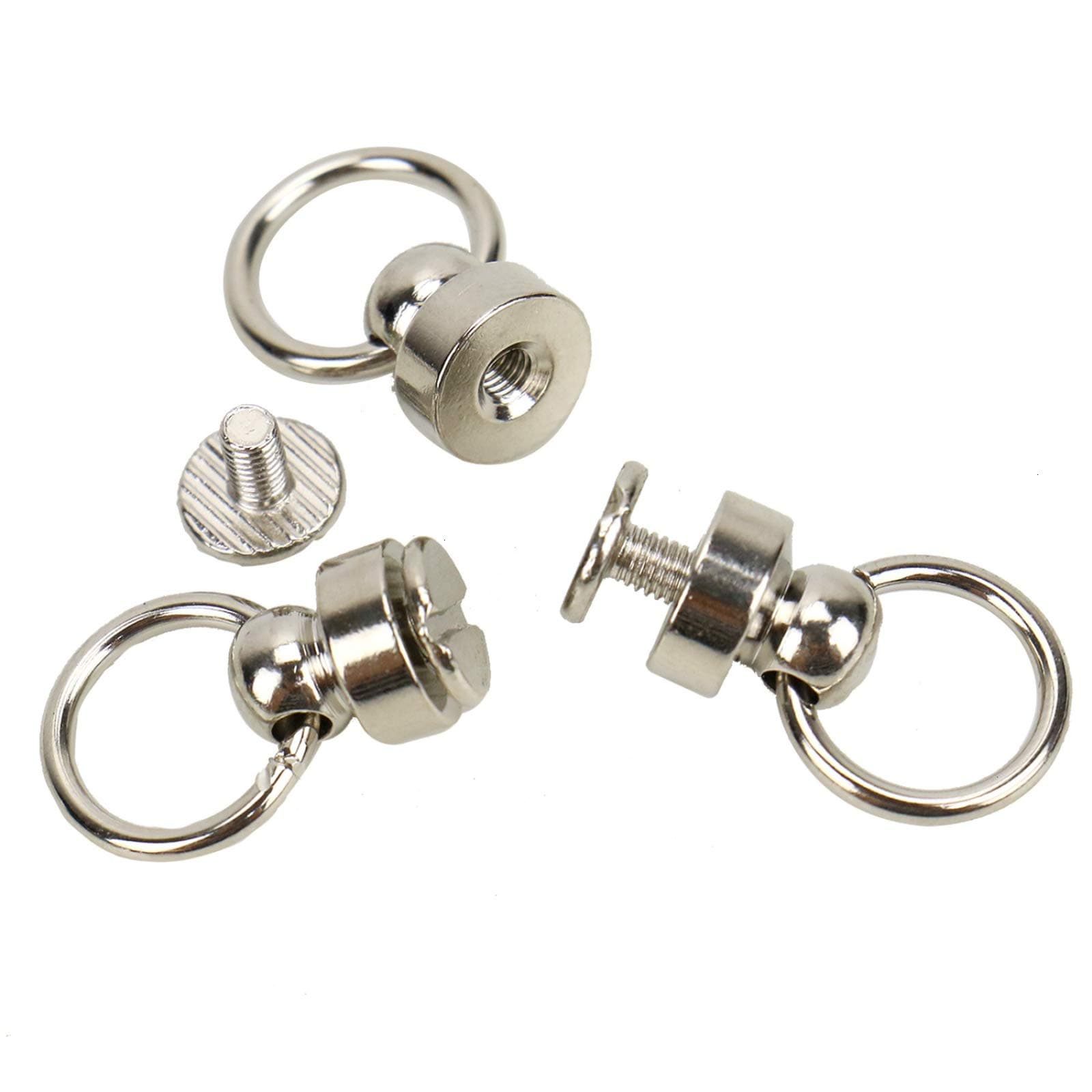 WSSROGY 15 Pcs Wallet Chain Connector Ring Chicago Screws O Ring Head Button Stud Screwback with Screws