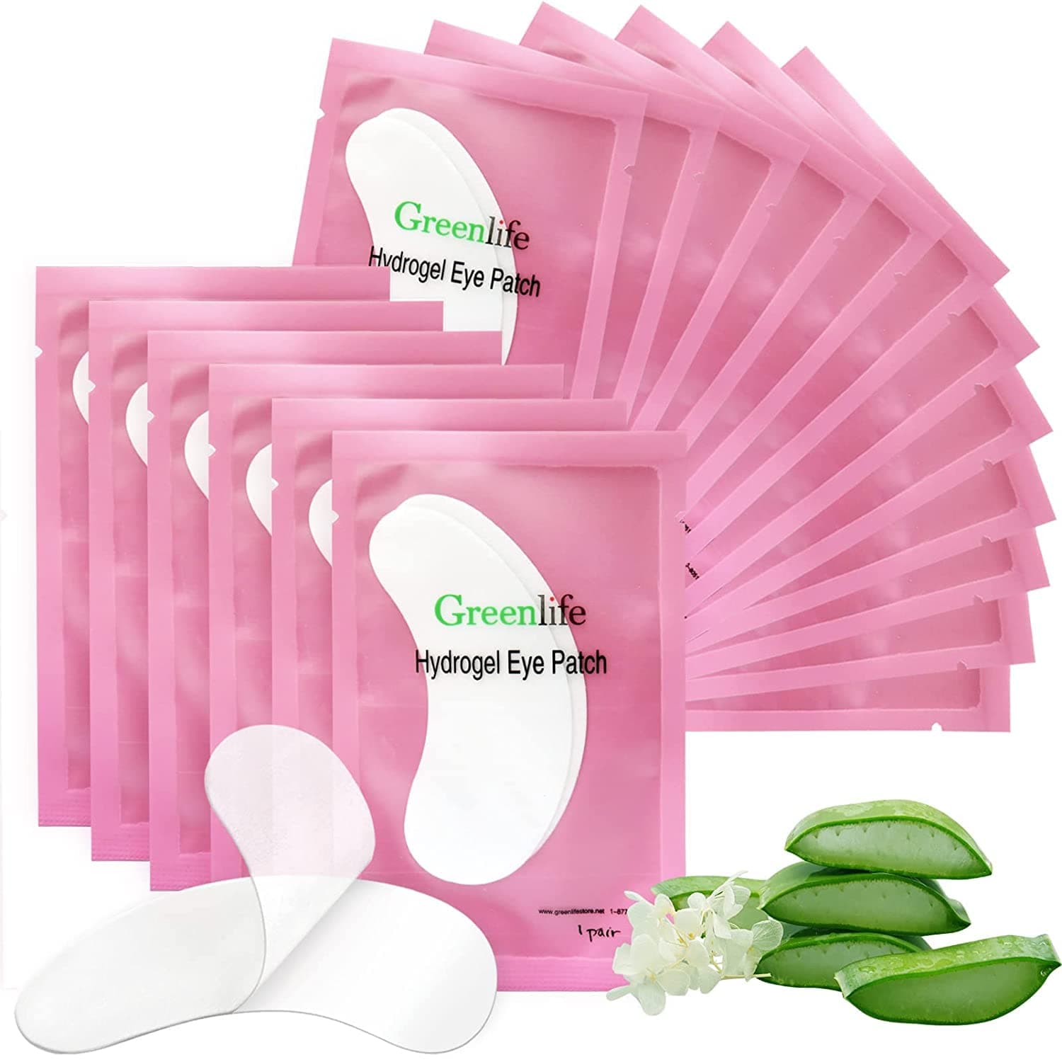 GreenLife 100% Naturel Eyelash Extension Under Eye Gel Pads patches kit Collagen with Aloe Vera Hydrogel Eye Patches set for Eyelash Extension Supplies Tools (50 100 150 200 300 400 Pairs) - 100 pairs