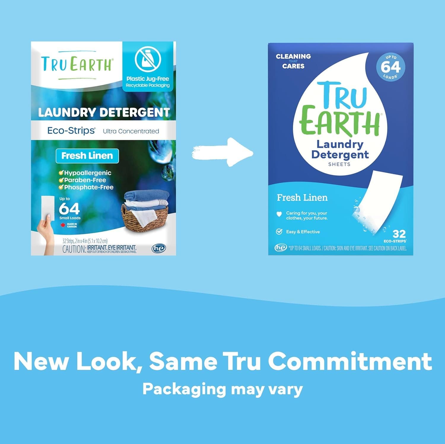 Tru Earth Laundry Detergent Sheets - Super Concentrated Eco Detergent Strip Sheets (32 Doses, Fresh Linen Scent)