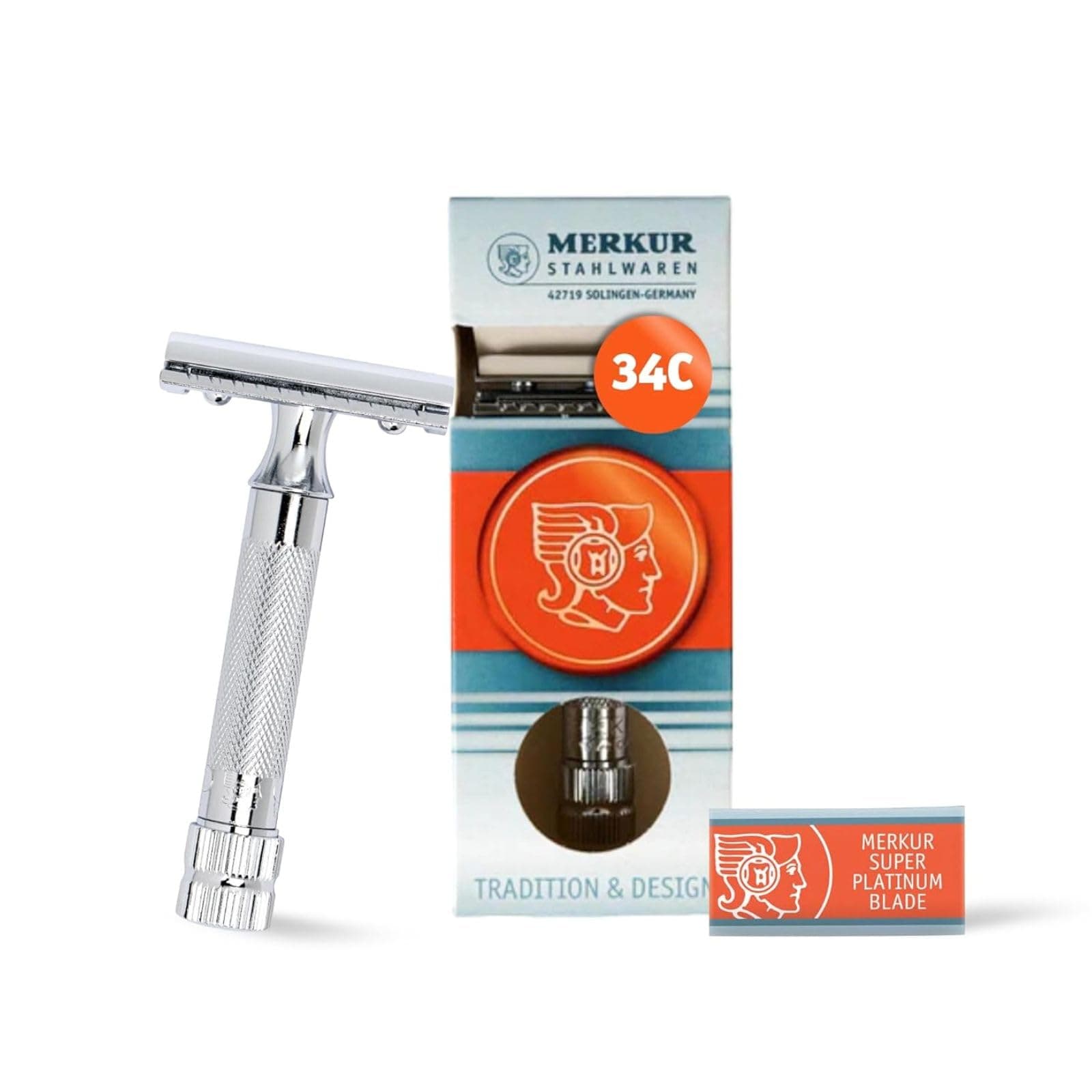 - Men 34C Classic 2-Piece Double Edge Safety Razor With Heavy Duty Short Handle