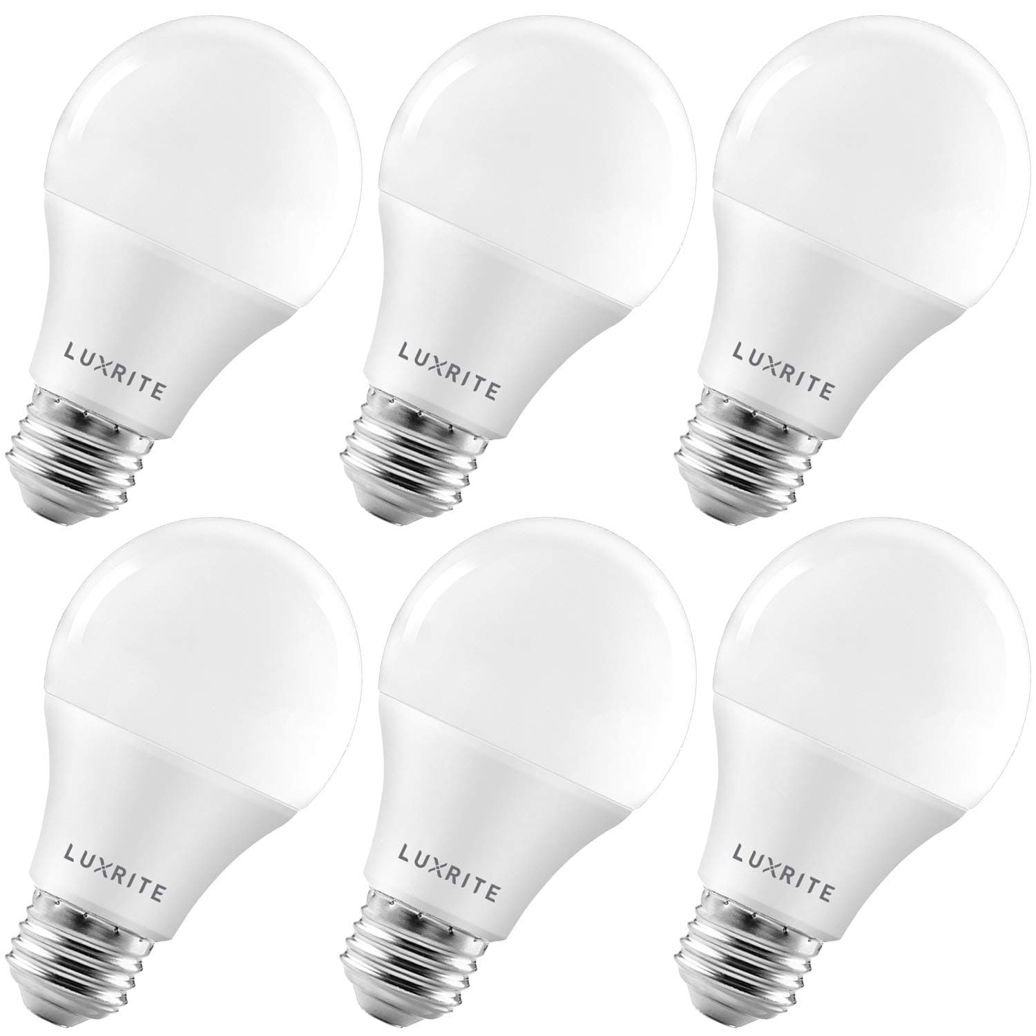 LUXRITE A19 LED Bulb 75W Equivalent, 1100 Lumens, 3000K Soft White, Dimmable Standard LED Light Bulbs 11W, Enclosed Fixture Rated, Energy Star, E26 Medium Base - Indoor and Outdoor (6 Pack)