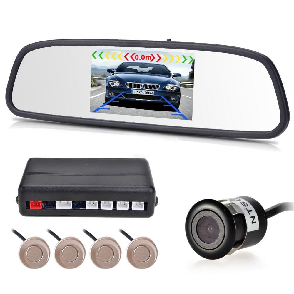AUTOWINGS 3 in 1 Car Parking Assistance System Car Monitor + Backup Camera + Parking Sensor (Champagne)