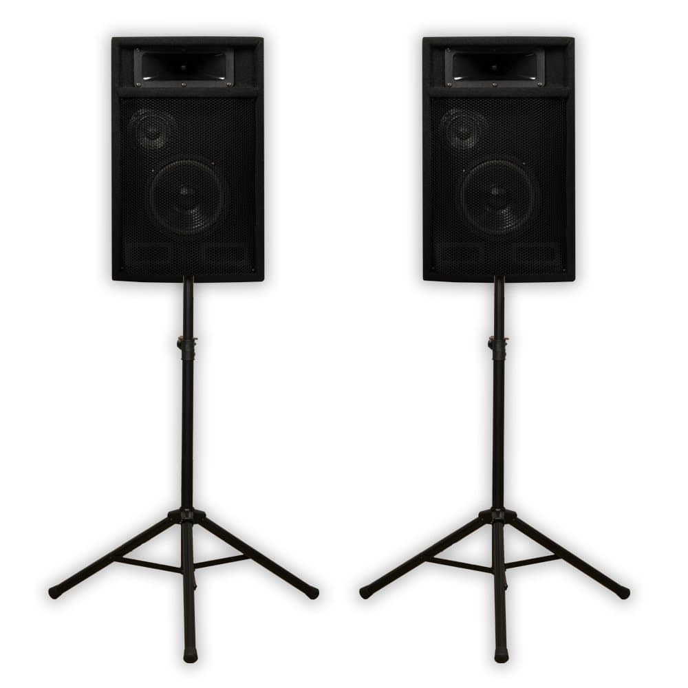 Acoustic Audio PA-365X Passive 6.5" DJ Speakers and Stands PA Karaoke 3-Way Studio Home Audio