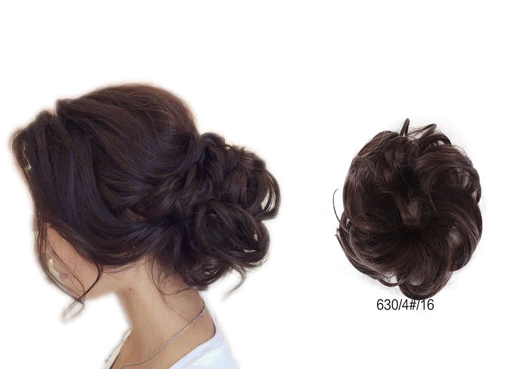 ShowPower 6"/16cm Daily Use Rubber Band Circle Curly Hair Extension Piece (Light Black 630/4#/16)