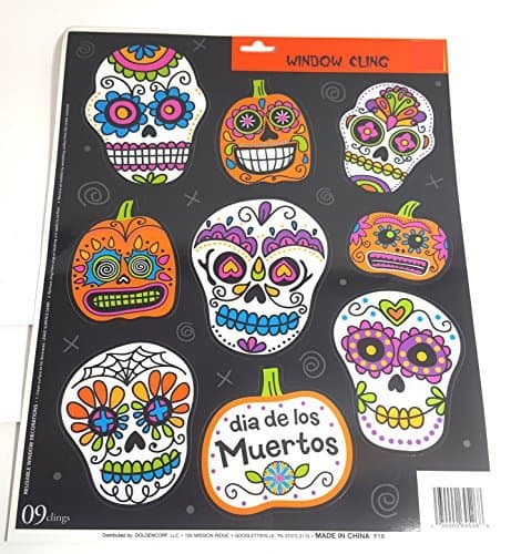 Day of the Dead Halloween Sugar Skull Cholo Window Clings