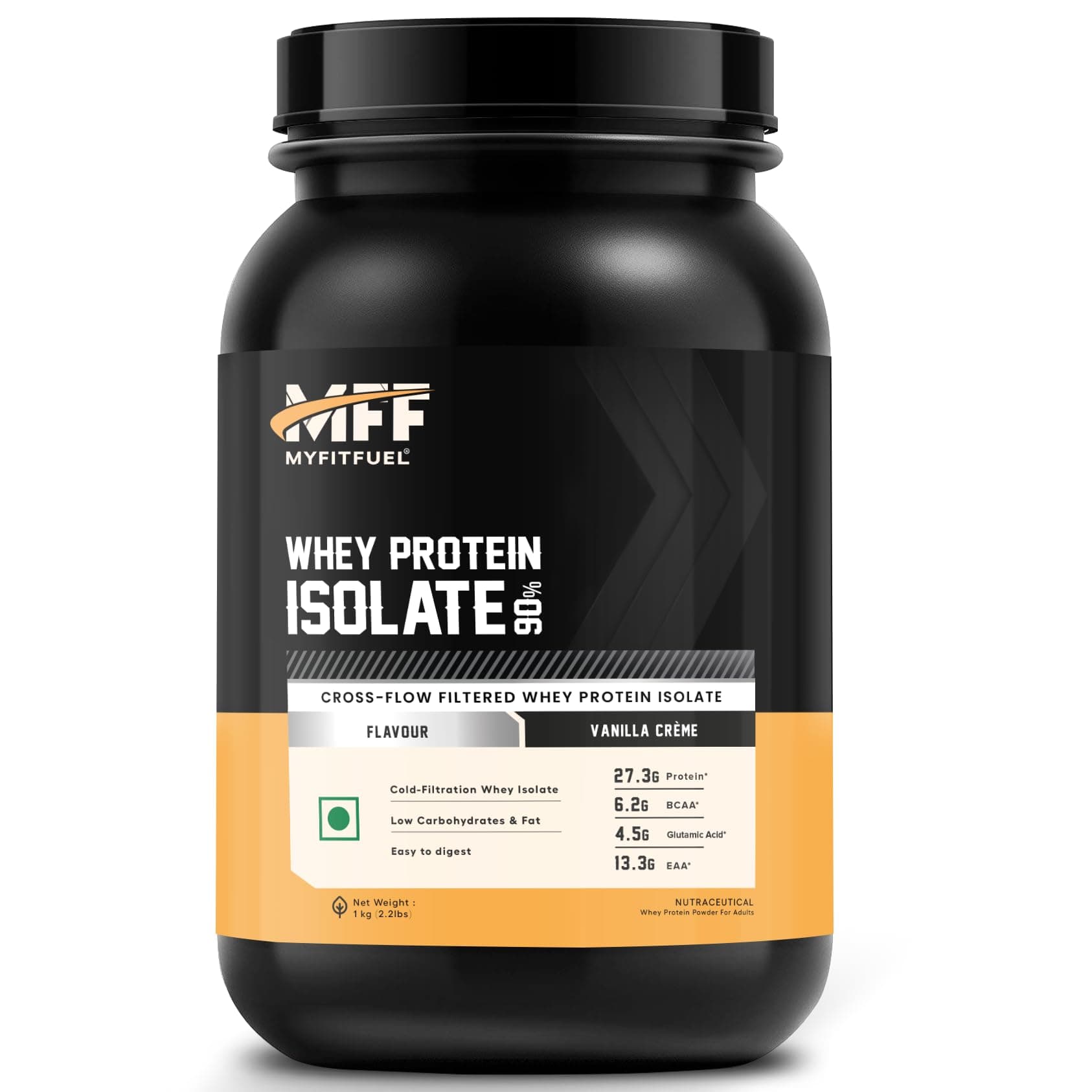 - MyFitFuel MFF Whey Protein 90 Isolate | 1 Kg, 30 Servings (Vanilla Creme) | Pure 100% Whey Isolate Protein