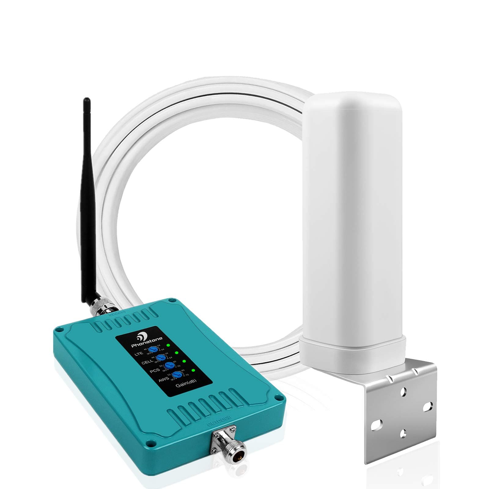 5 Bands Cell Phone Signal Booster for Home Office Use - Multiple Band Cellular Repeater Kit Boosts Verizon AT&T T-Mobile 3G 4G LTE Voice and Data - Support Multi Devices