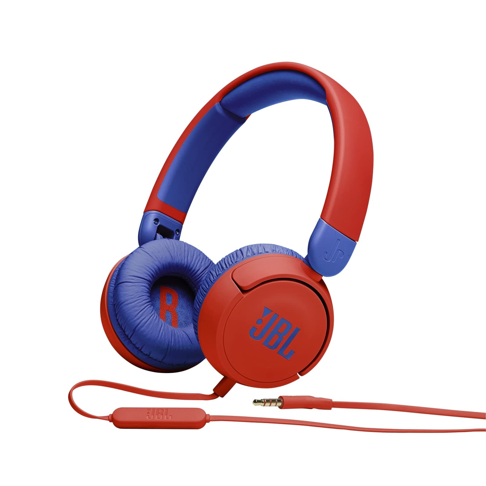 JBL Jr 310 Children's On-Ear Headphones with Aux Cable and Built-In Microphone, Red