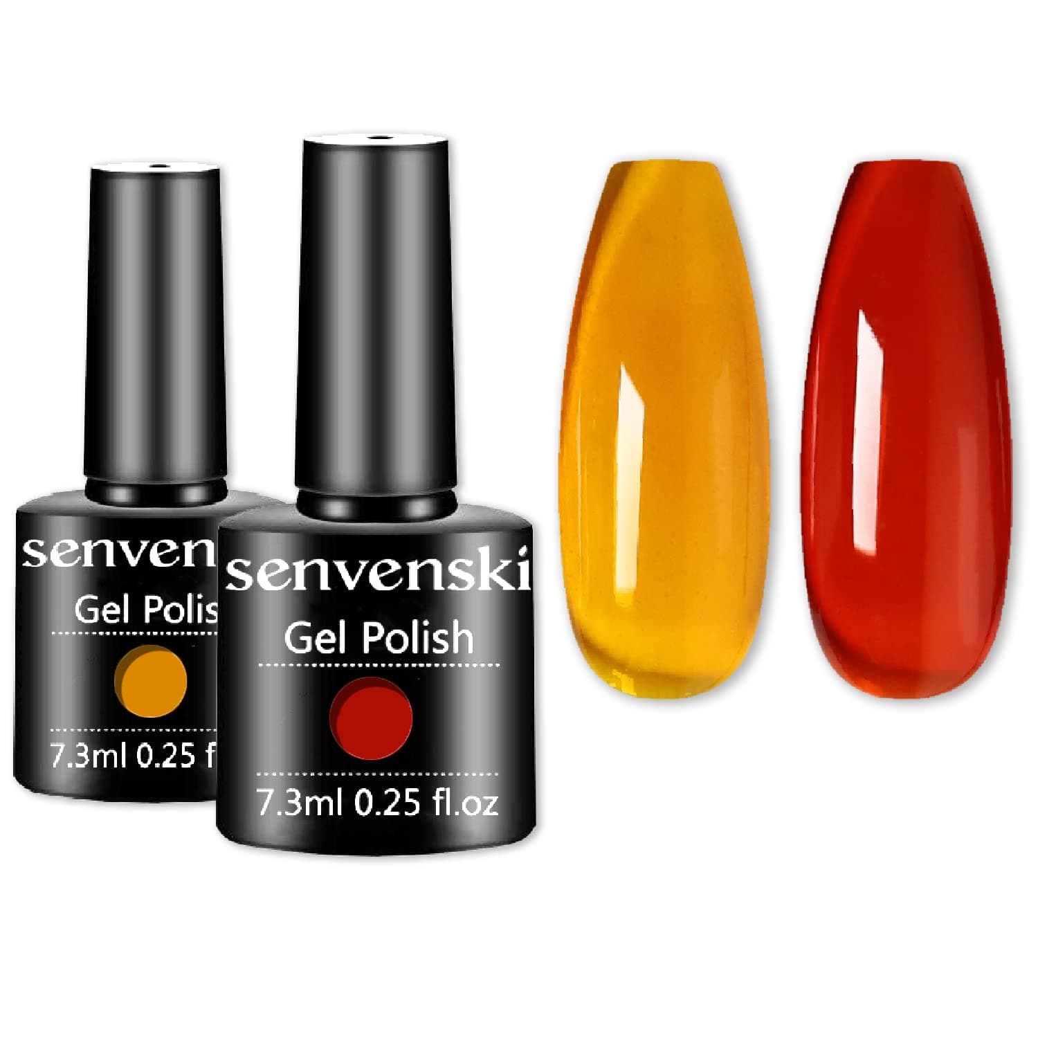 senvenski Orange Jelly Gel Nail Polish Kit - Tortoise Shell Nails, Red Coral Amber Translucent Colors with Milky Sheer Finish | UV/LED Nail Art Kit Gift for Women (CS2-003)