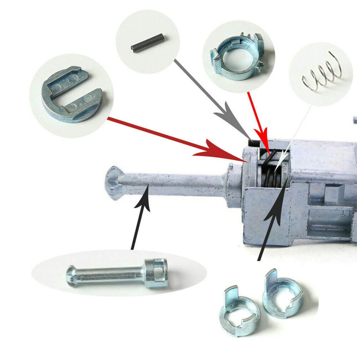 Set of 7Pc Door Lock Cylinder Barrel Repair Kit for BM.W E46 Series 323i 325i 328i 330i 330Ci M3 Front Left Right Side