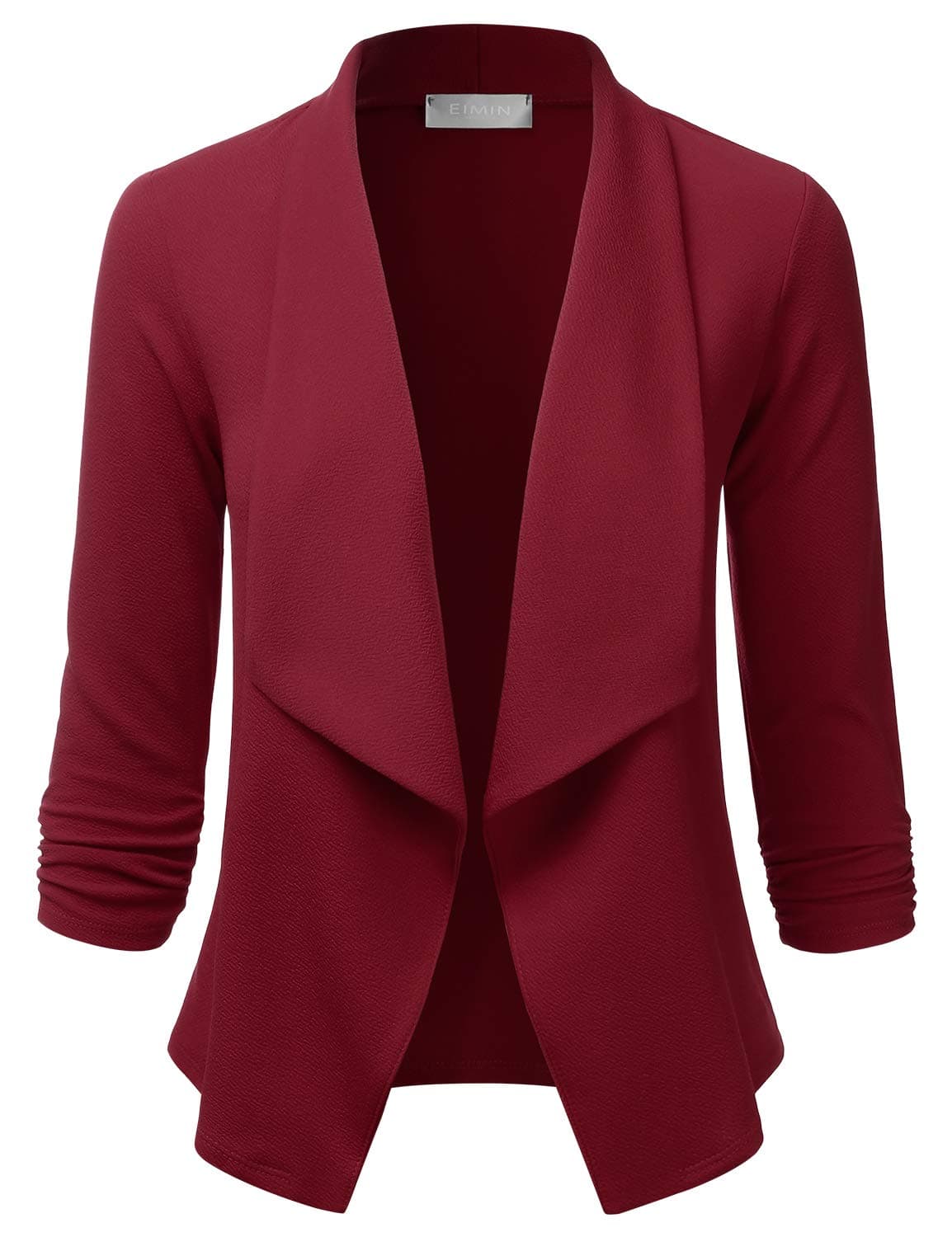 Women's 3/4 Sleeve Blazer Open Front Office Work Cardigan Jacket (S-3XL)