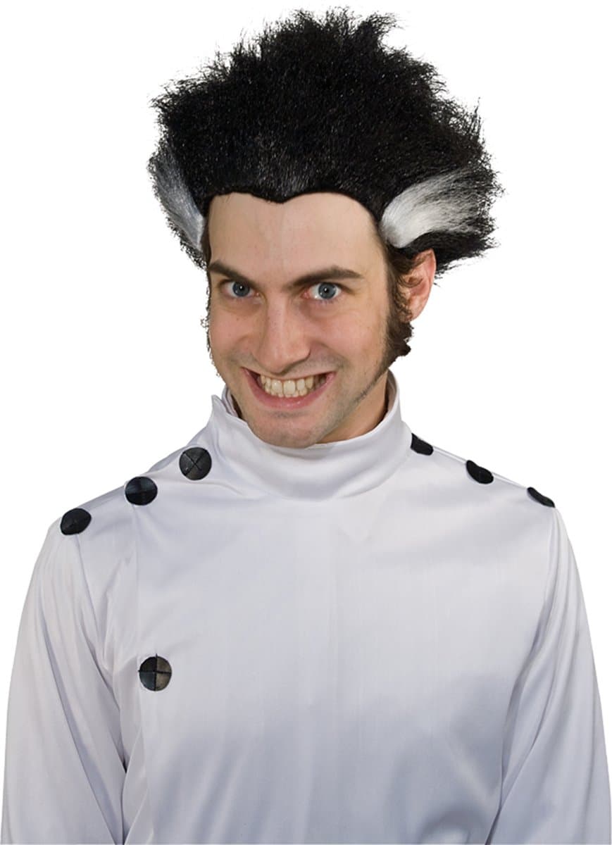 MorrisCostumes Mad Science Wig Bk W Wt Stripe