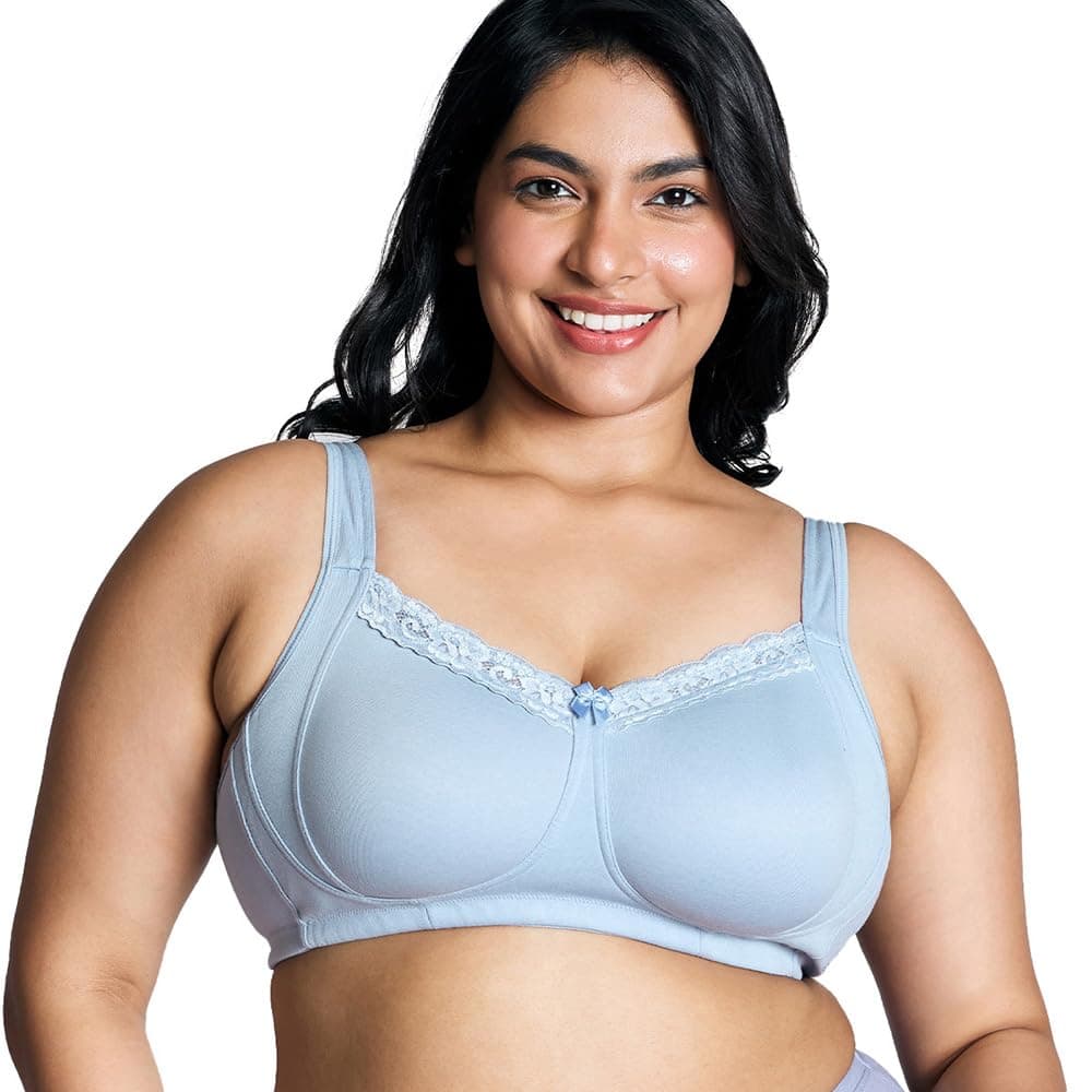 NYKD Super Support Everyday Cotton T-Shirt Push-Up Bra for Women Non Padded, Wirefree, Full Coverage (Everyday Pretty Lace Bra) Bra, NYB190, Sand, 32DD, 1N