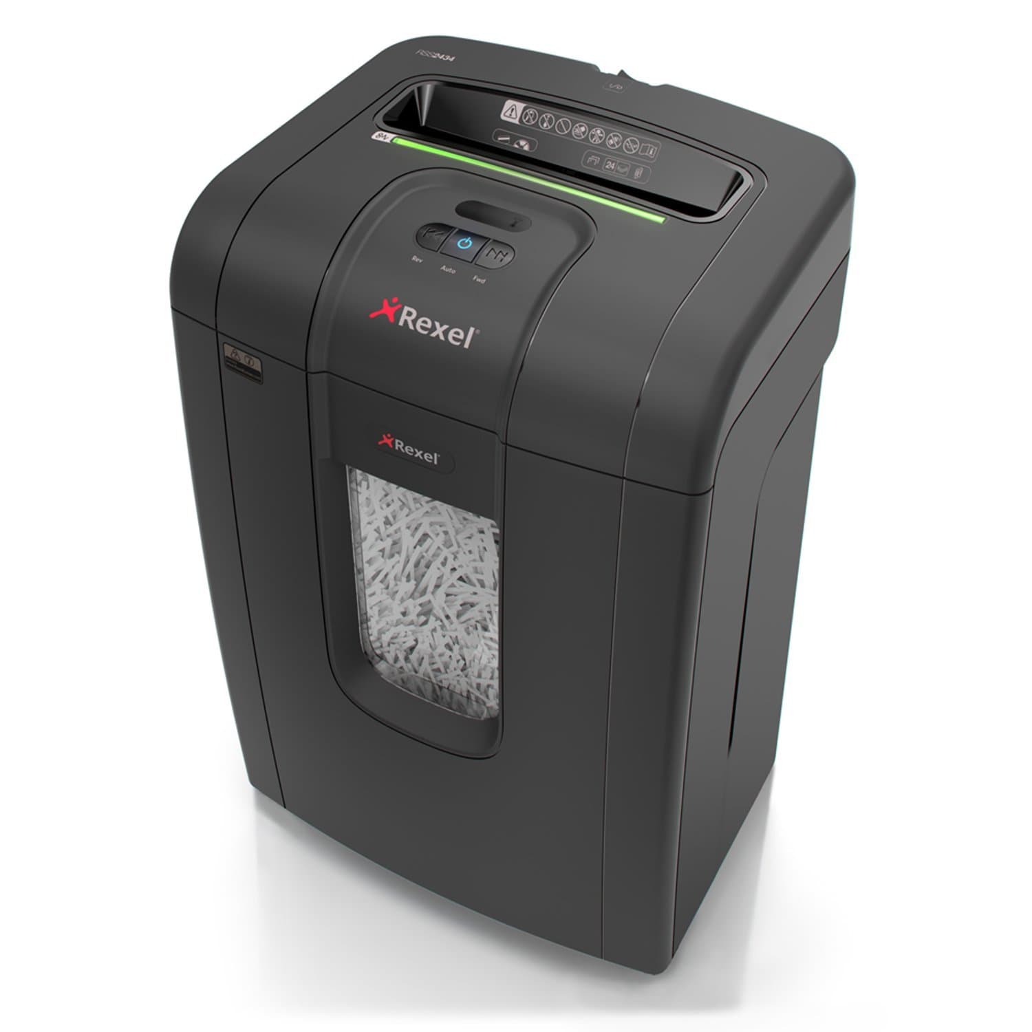 Rexel Rss2434 Mercury 24 Sheet Manual Strip Cut Shredder For Small Office Use (Up To 10 Users), Jam Free Sensor Technology, 34L Bin, Includes Shredder Oil Sheets, Black