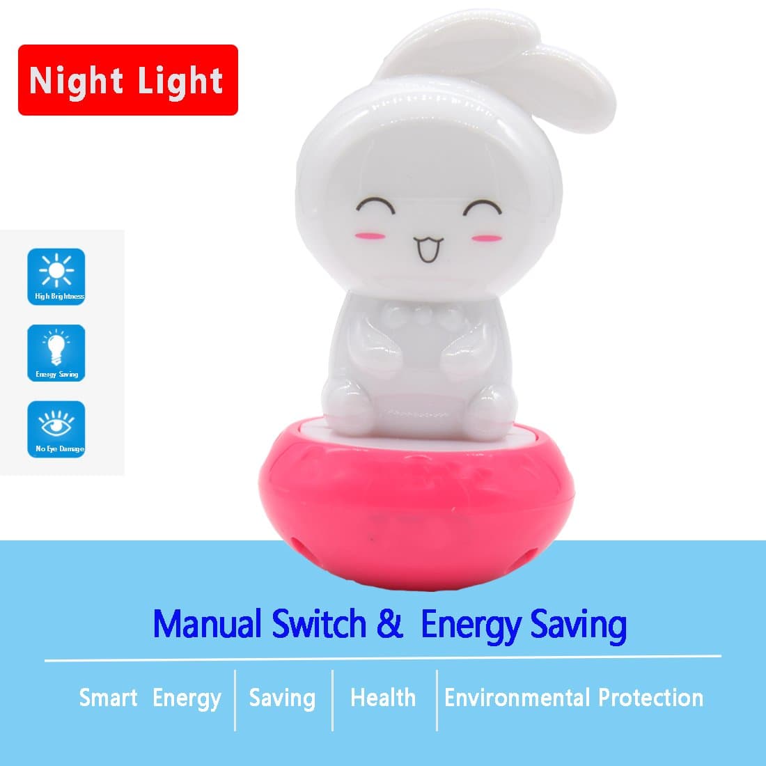 Yosawa White Rabbit Plug-in LED Night Light Lamp with Dusk to Dawn Sensor with Warm White (BT004)