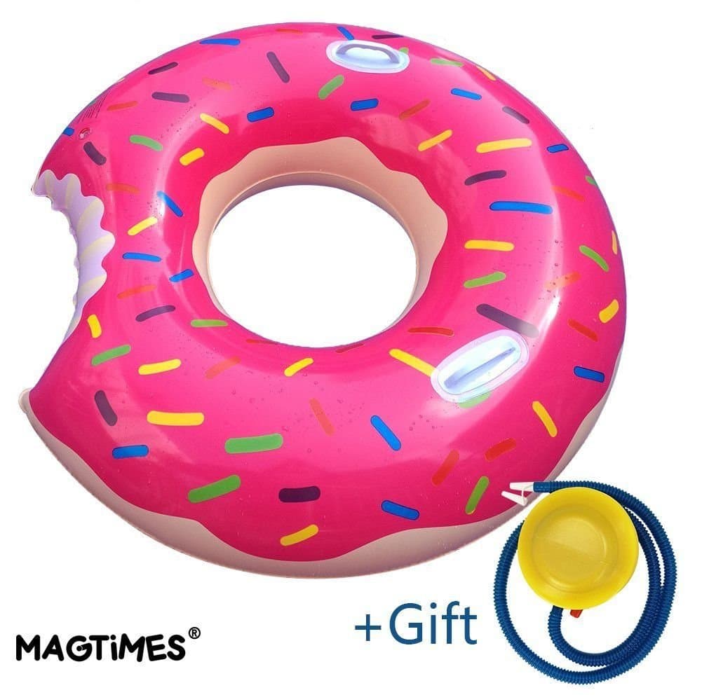 Magtimes 50" Gigantic Donut Float Pool Floats For Adult Giant Pool Float Swim Ring Summer Water Toy (Strawberry Frosted with Sprinkles)