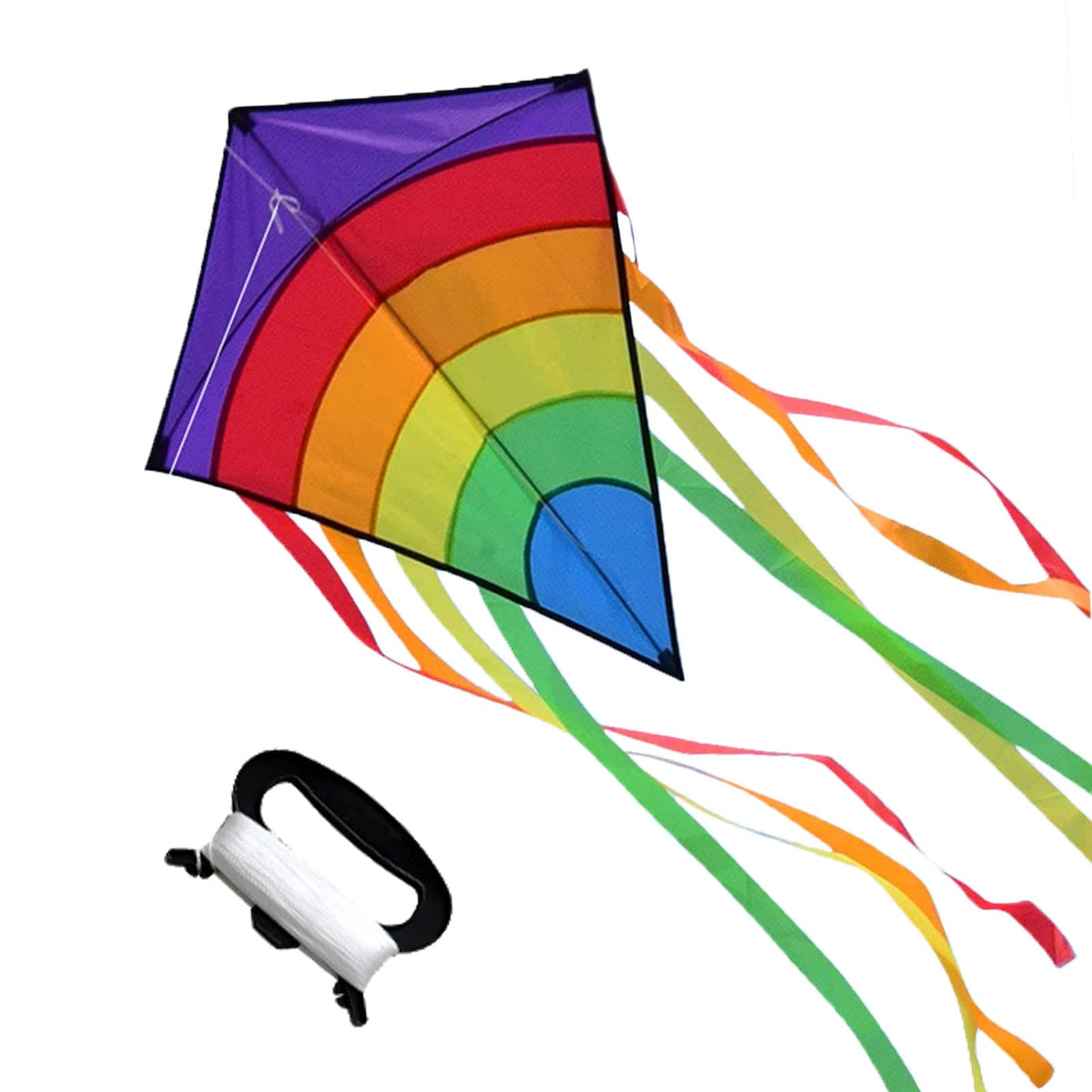 VIKSAUN Huge Colorful Kite, Large Rainbow Diamond Kite, Flyer Rainbow Kites for Kids Easy to Fly, for Family Outdoor Games and Activities, Outdoor flying kite easily in strong or light winds