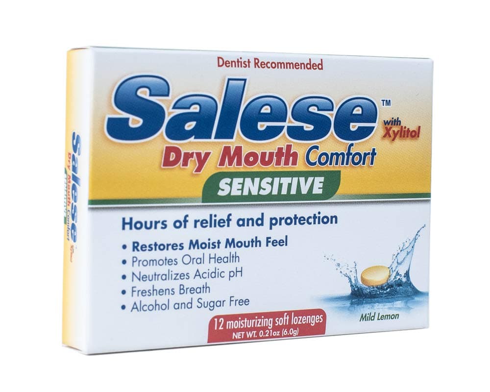 Sensitive Dry Mouth Relief, Xylitol, Time Release, Oral Health Lozenges, Mild Lemon Flavor