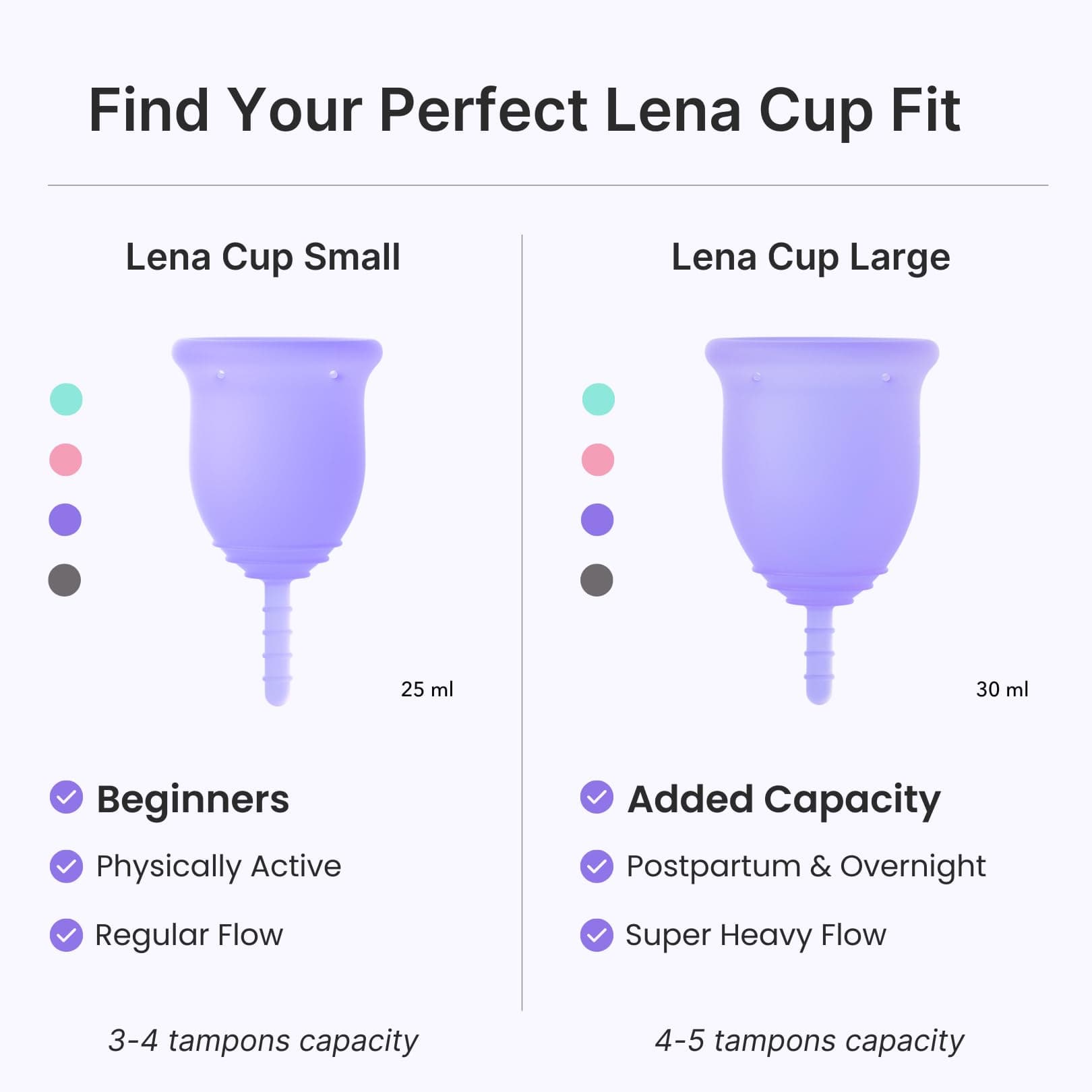Lena Sensitive Menstrual Cup - Reusable, Soft Silicone Period Cup, Super Heavy Flow - Alternative to Tampons, Pads, Period Underwear - Period Solution - Large - Coral