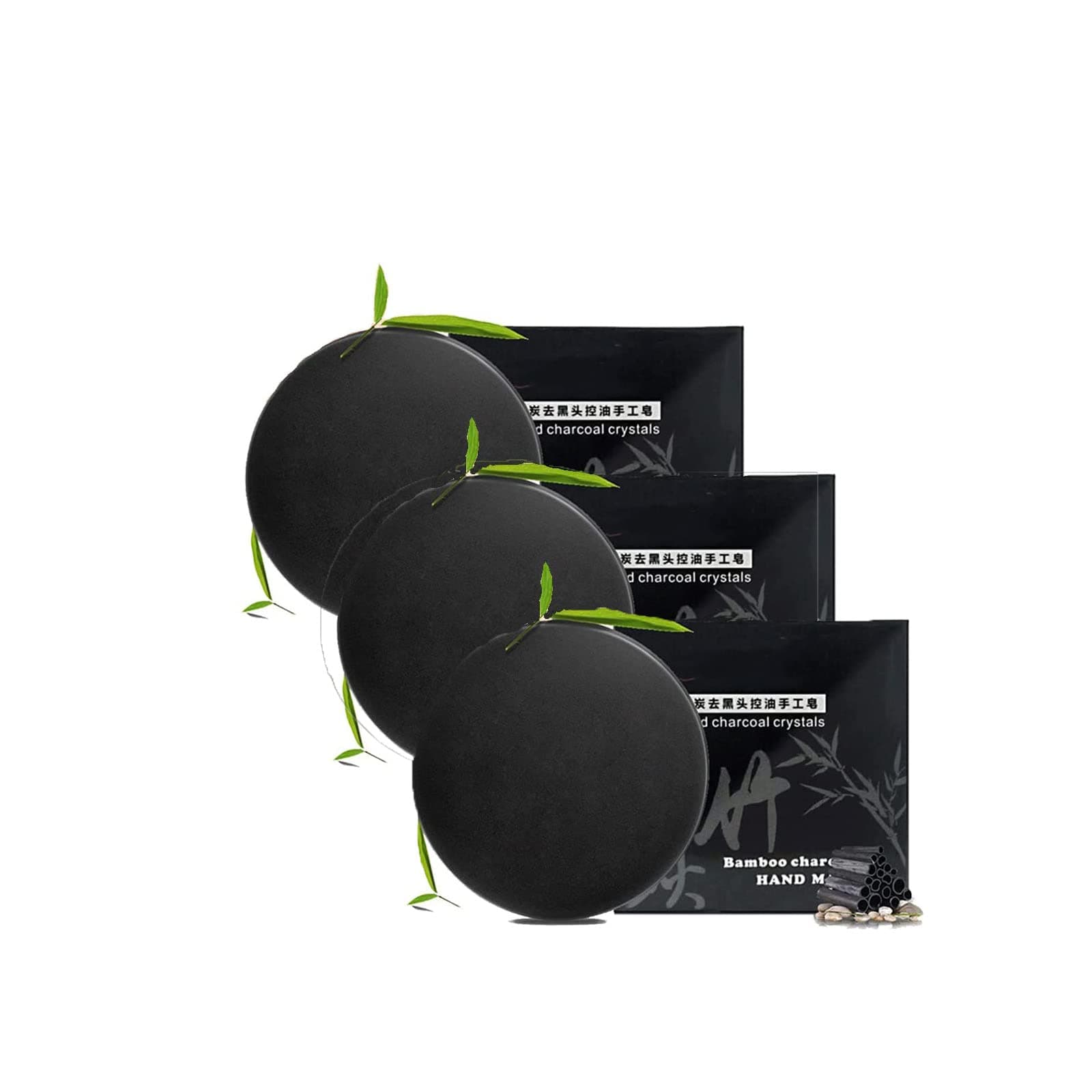 Bamboo Charcoal Blackhead Remover Soap,Black Bamboo Charcoal Soap,Natural Soap for Face and Body,Clean The Pore Cleansing Blackhead Control Oil Skin Care (3pcs)