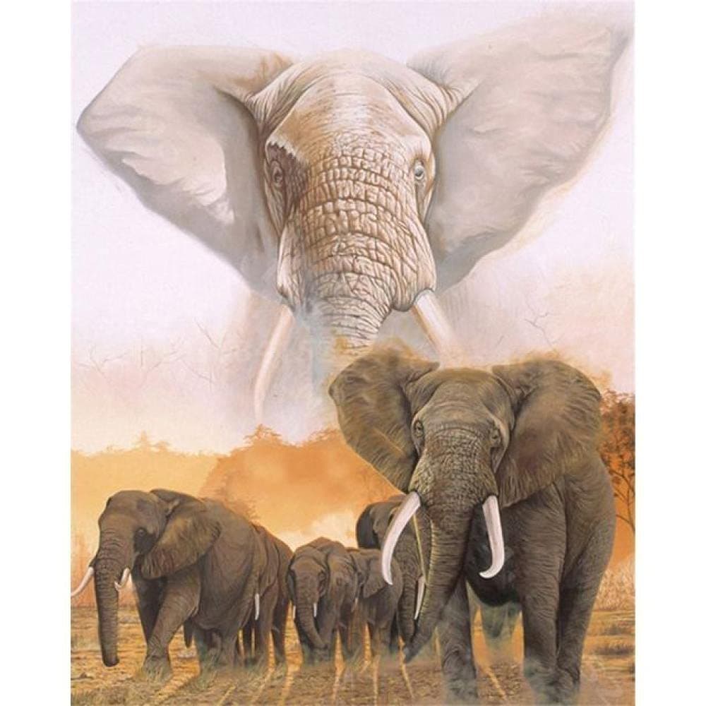 Paint by Numbers for Adult Diy Painting By Numbers Elephant Canvas Colouring Animal Handpainted Gift Wall Decor 50X40cm (20x16inch) Without Frame