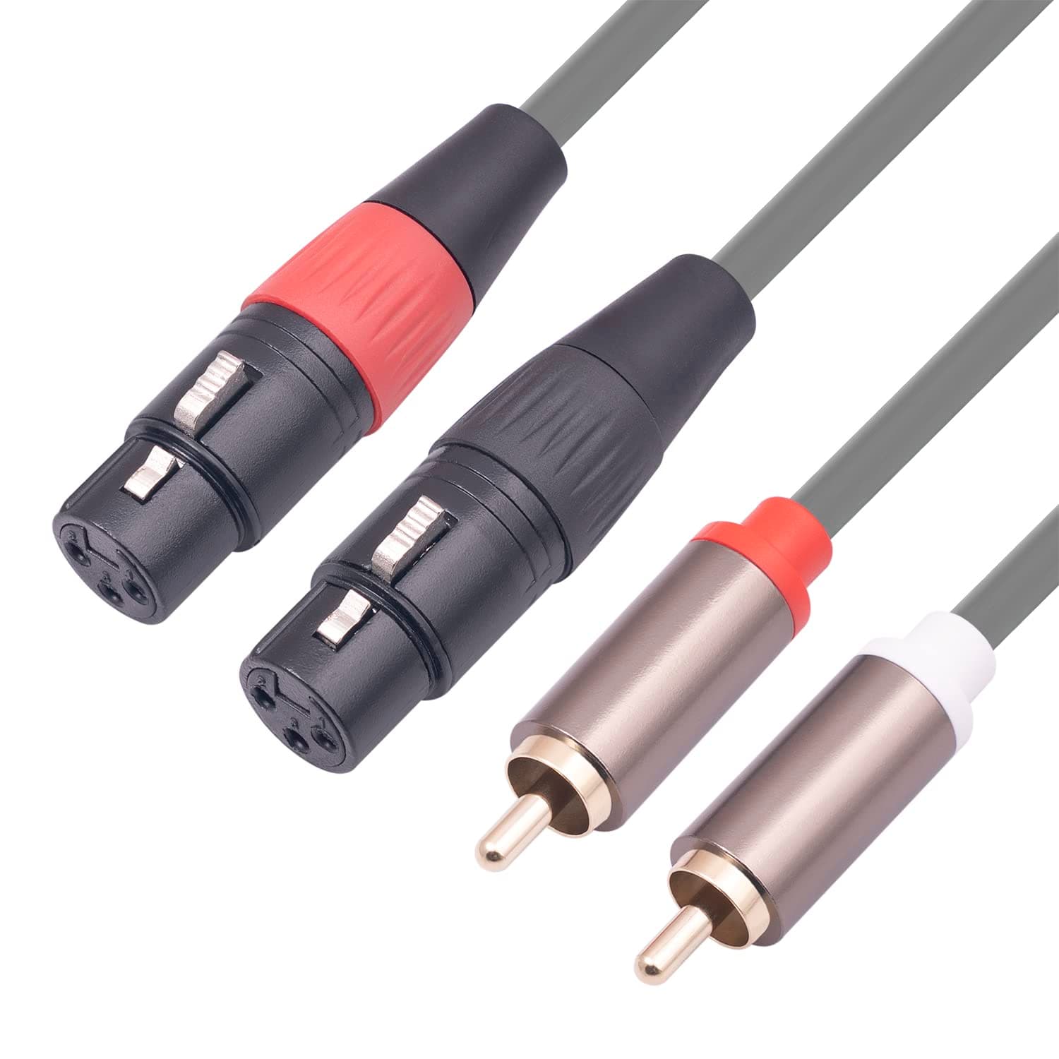 5FT Dual XLR to RCA Cable, Dual XLR Female to Dual RCA Male Cable, 2 XLR Female to 2 RCA Male HiFi Audio Cable for Mixer, Power Amplifier, Audio Player