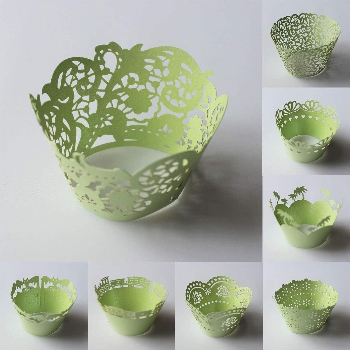 Sophiebella Green-Cupcake-Wrappers for Paper-Baking-Cups for Party 60 pcs 5 Packs, Random 5 Styles