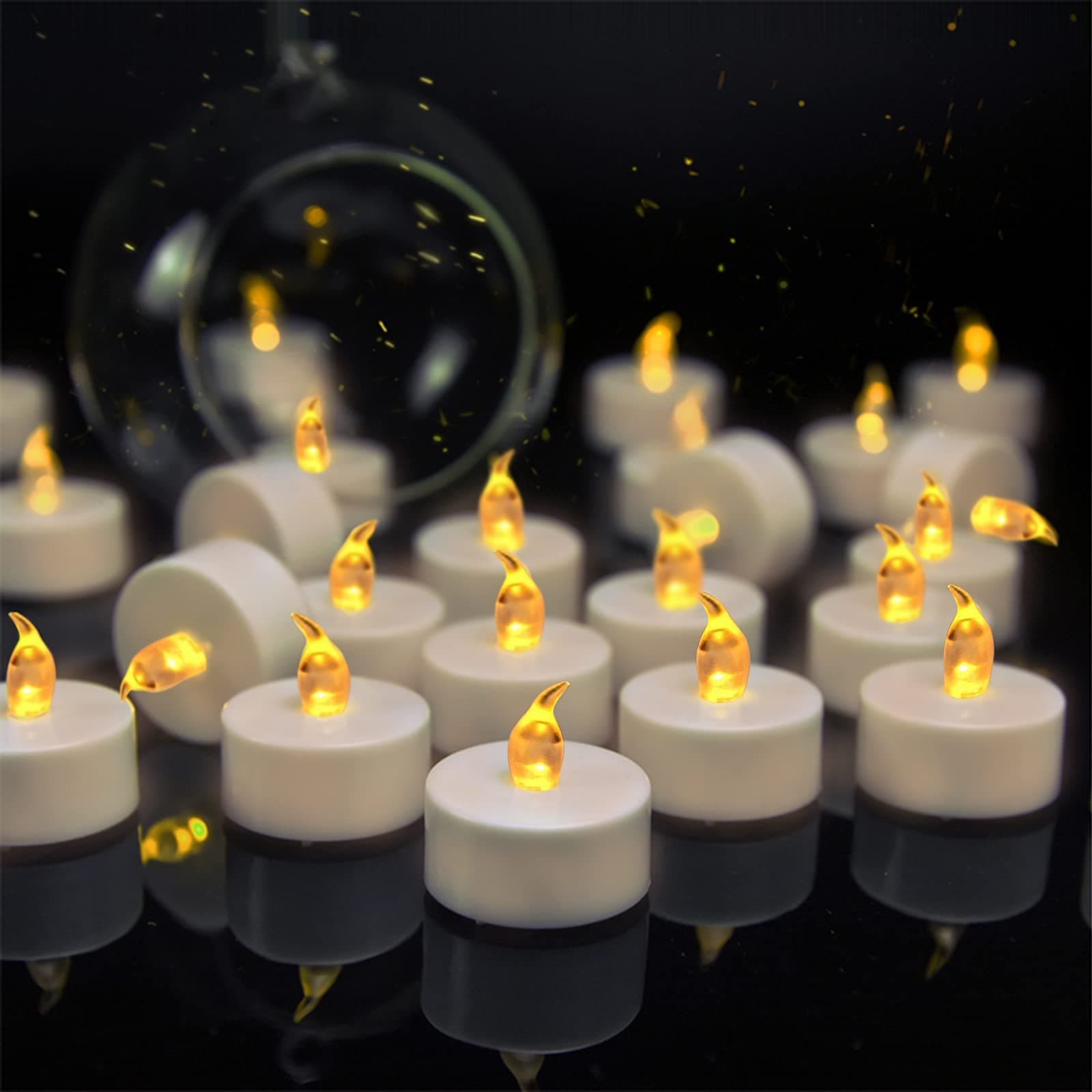 VETOUR24pcs Tea Lights Candles Battery Operated: Realistic LED Flickering Flameless Tea Lights Steady Battery Tea Lights Long Lasting Fake Candles Decoration for Party and Craft Ideas