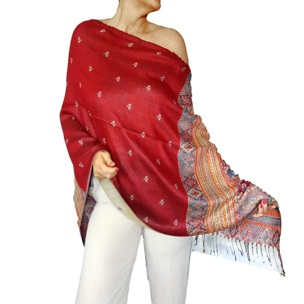 Red Pashmina Shawl Boho Chic Clothes Gypsy Clothing By ZiiCi
