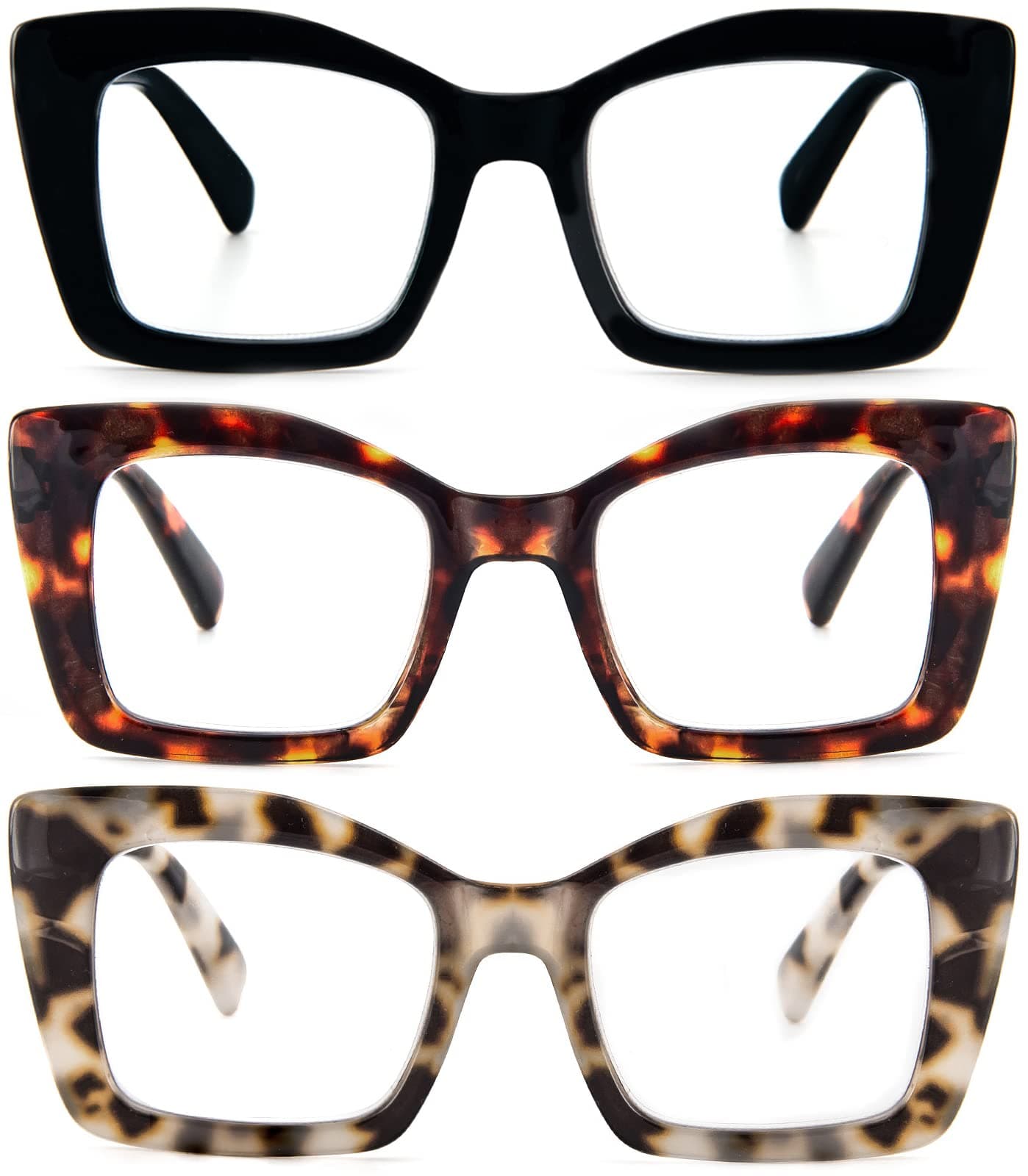 3 Pack Oversized Square Reading Glasses Oprah Style Reading Glasses