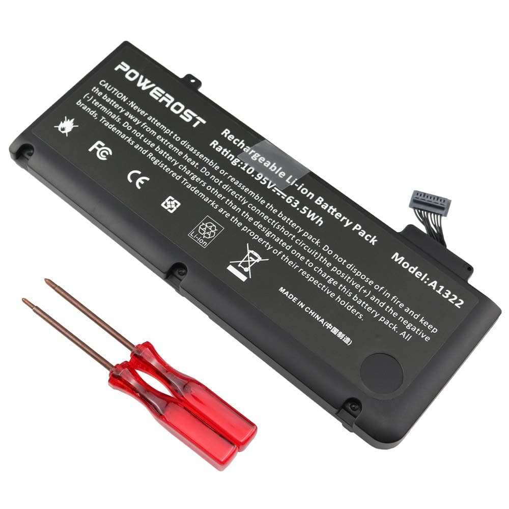 A1322 A1278 Laptop Battery(10.95V 63.5Wh) for MacBook Pro Battery 13 inch Mid 2012 2010 2009 Early and Late 2011, 661-5557 661-5229 MacBook pro Battery, 8.3 x 3.5x 0.5 inches