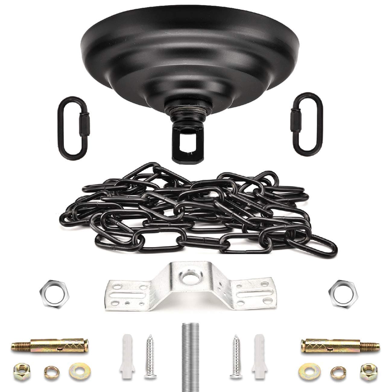 Heavy Duty Canopy Kit and 3.2 feet Pendant Light Fixture Chain for Chandelier or Swag Light Fixtures,Vintage Black