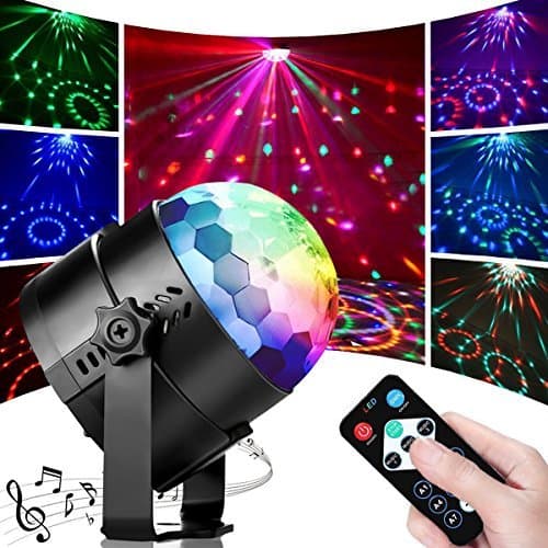 Party Disco Ball Lights, Sibaok Sound Activated LED Rotating Magic DJ Strobe Lighting Lights, 7-Color RGB Stage Effect Show Light for Kids Room Dancing Wedding Birthday Parties Gifts